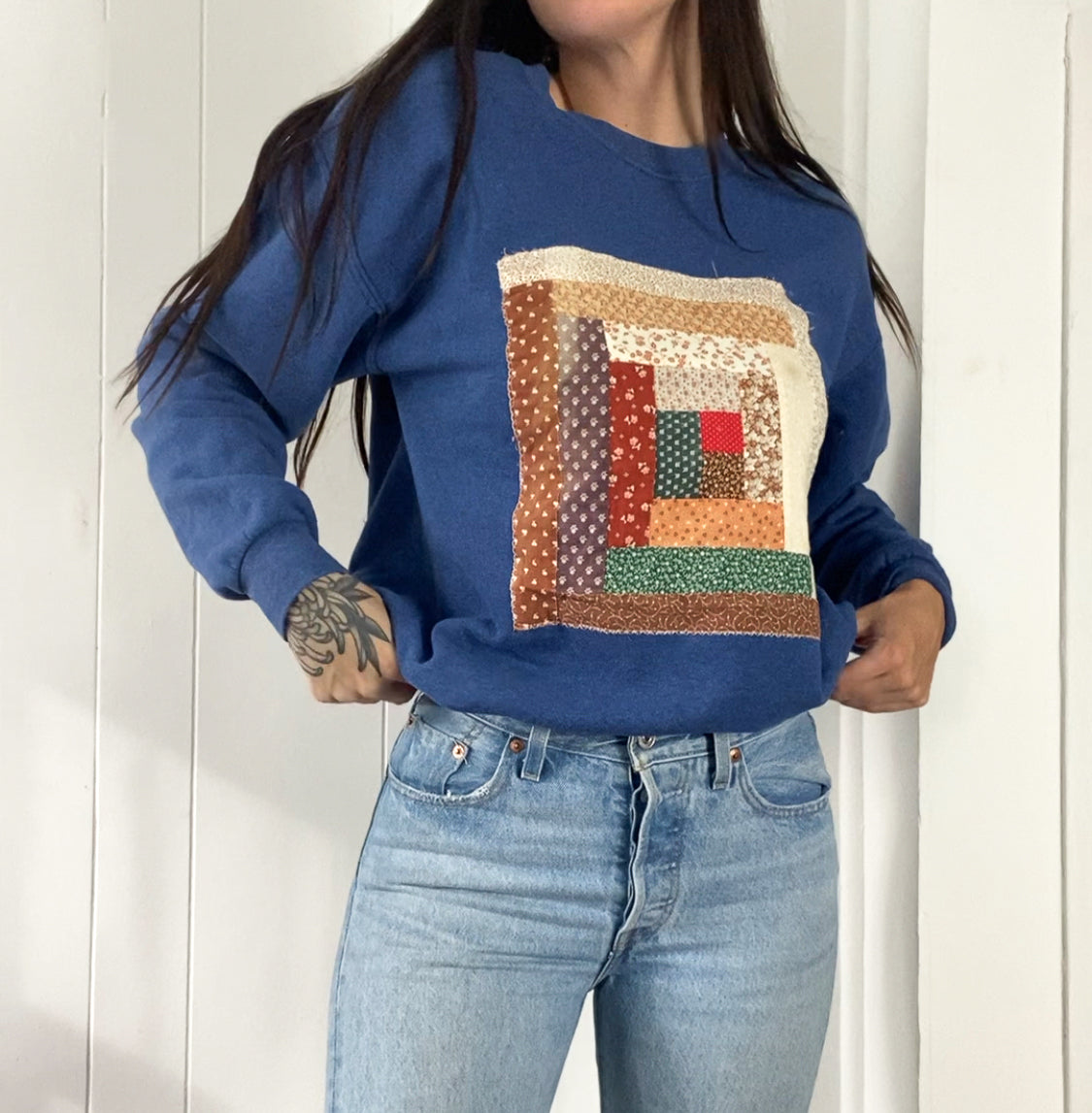 M Vintage Quilt Block Crewneck