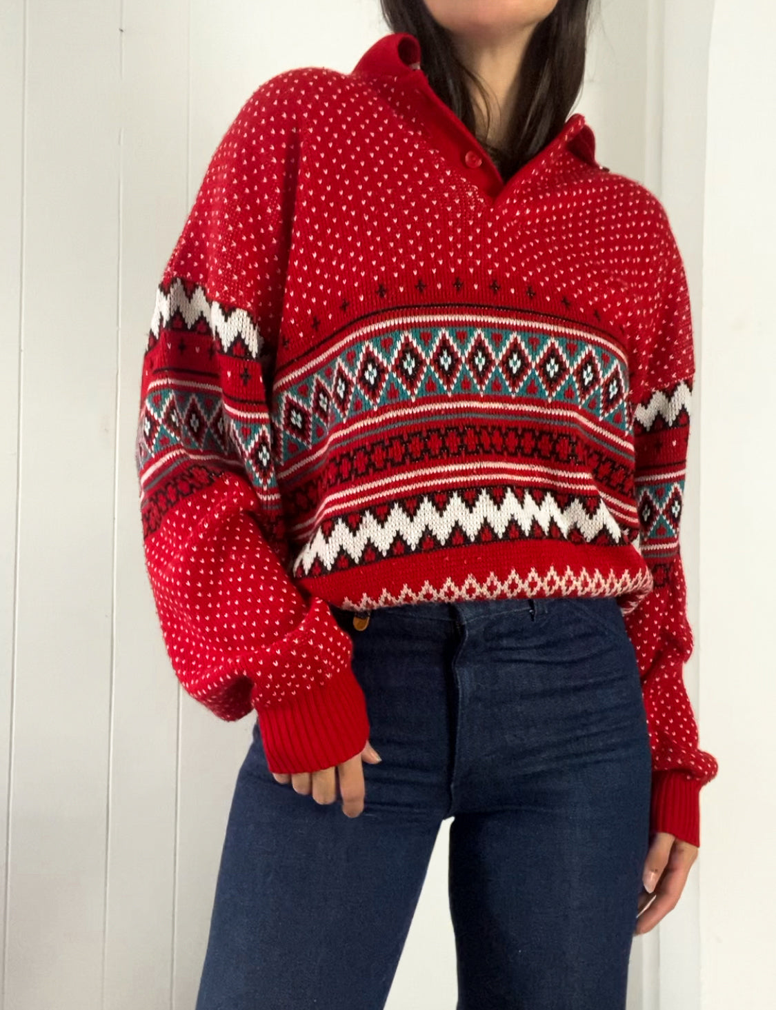 XL Vintage Festive Sears Grandpa Sweater