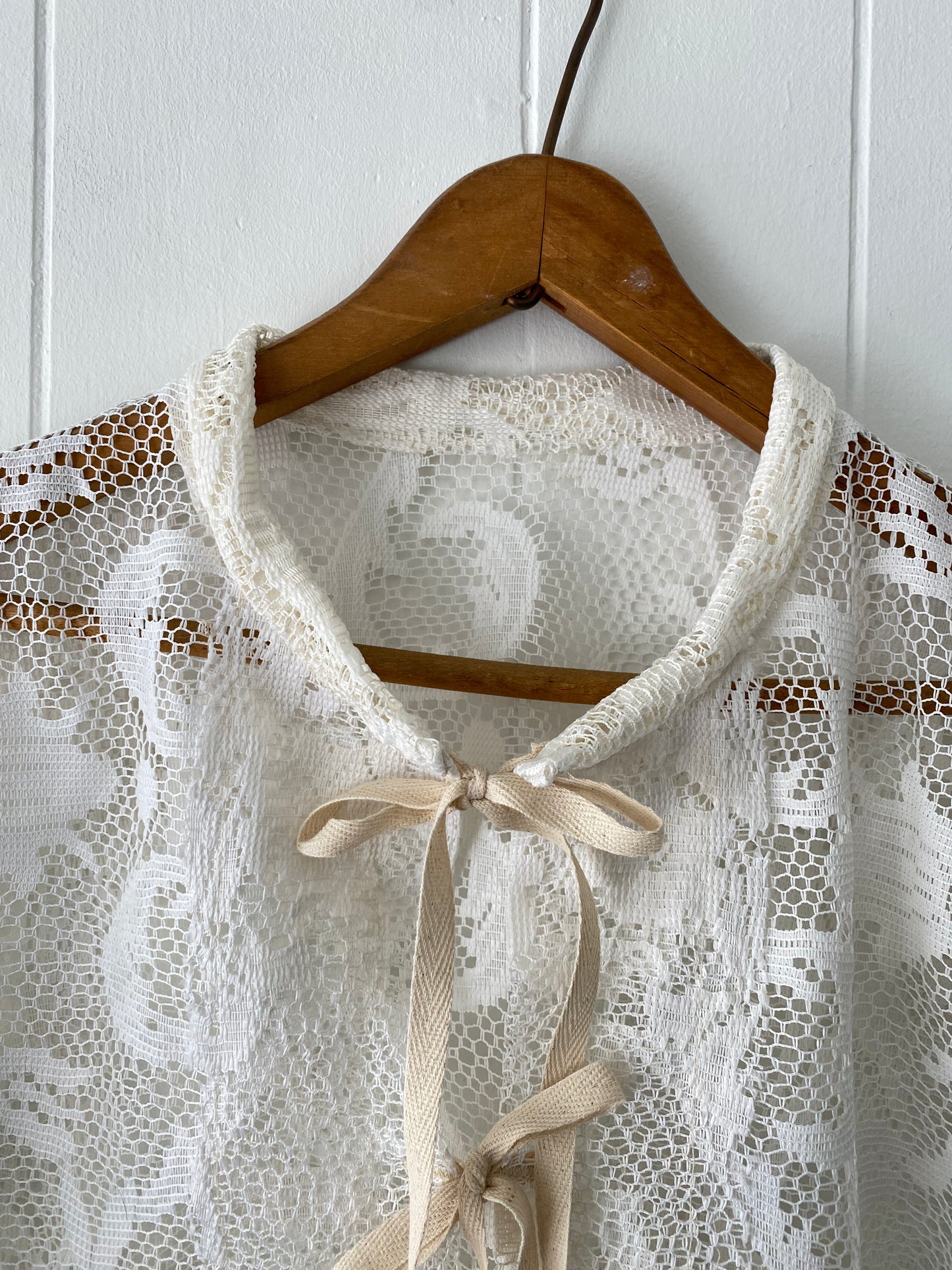 Upcycled Tie Front Lace Blouse