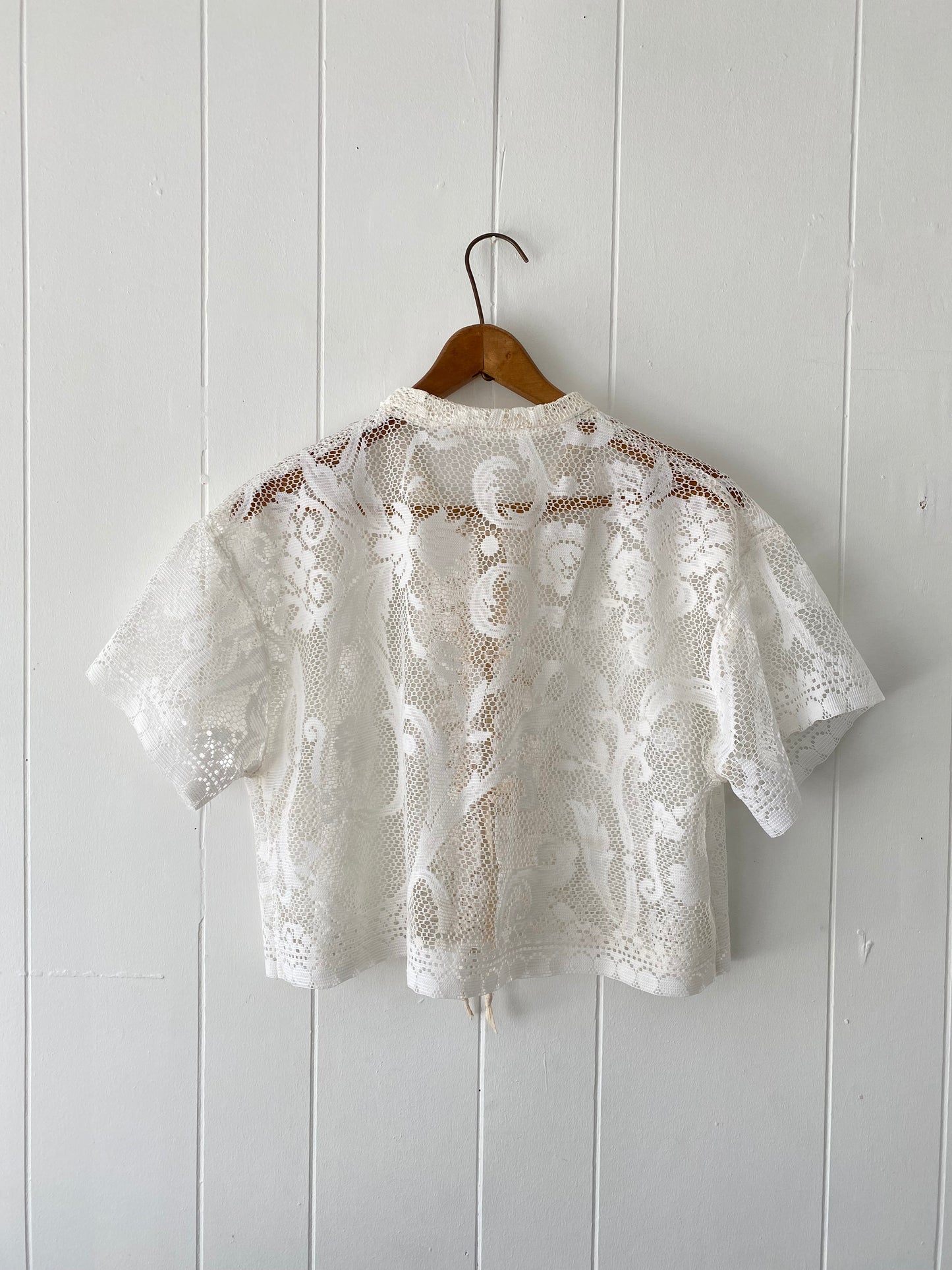 Upcycled Tie Front Lace Blouse