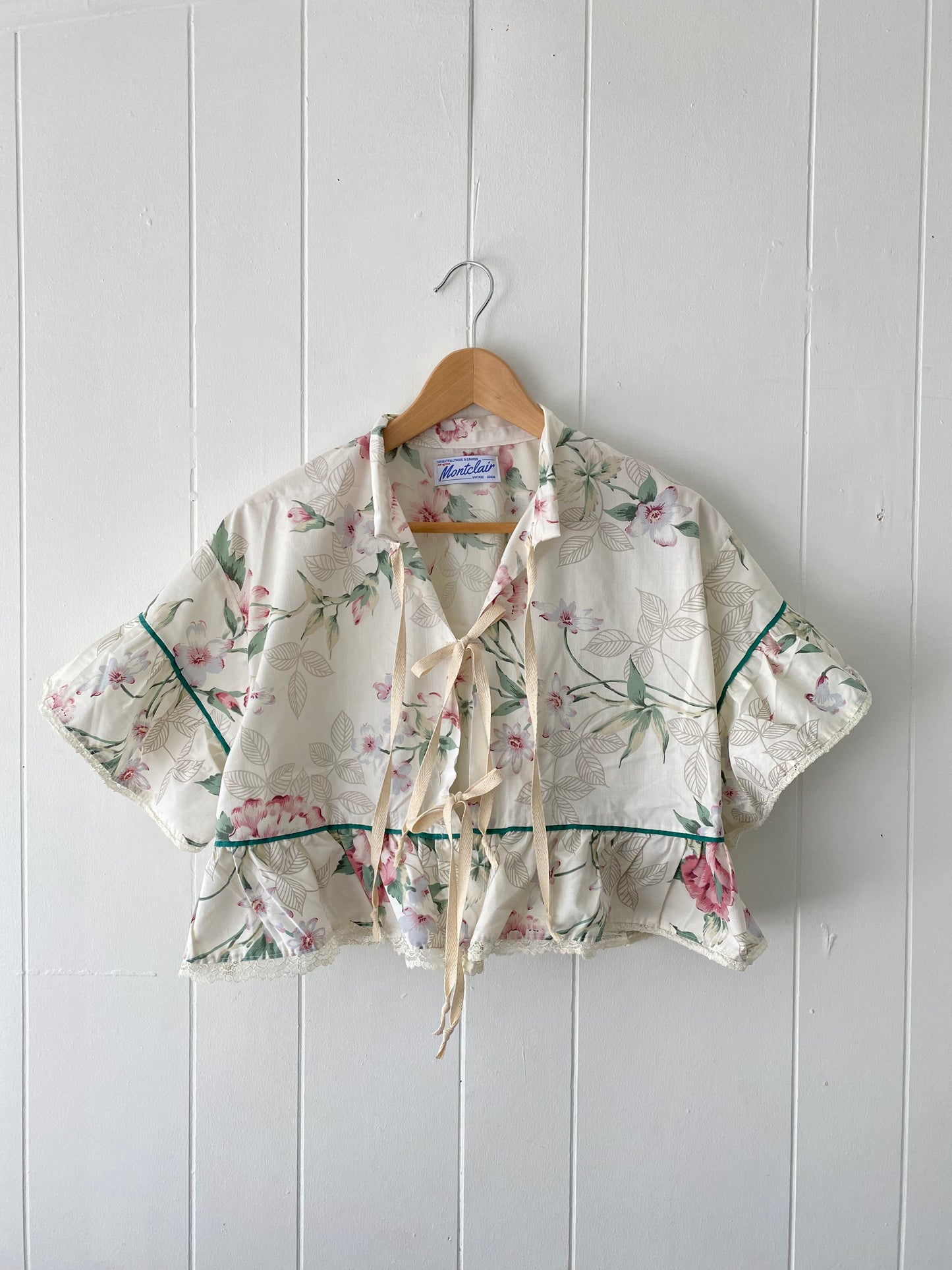 Upcycled Tie Front Blouse