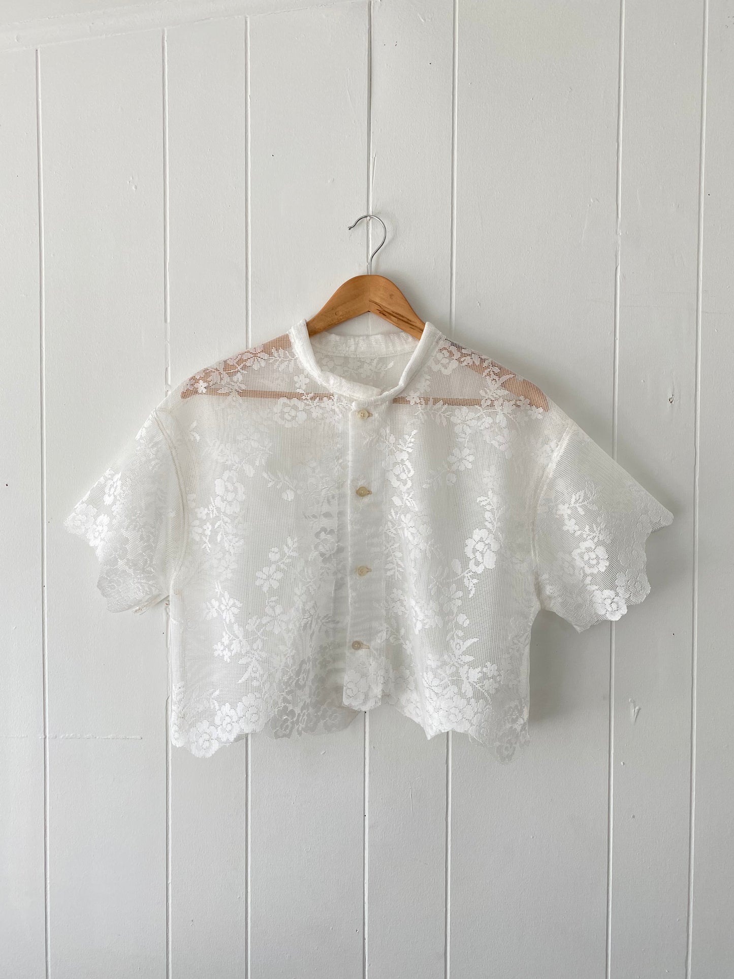 Upcycled Button Up Lace Blouse