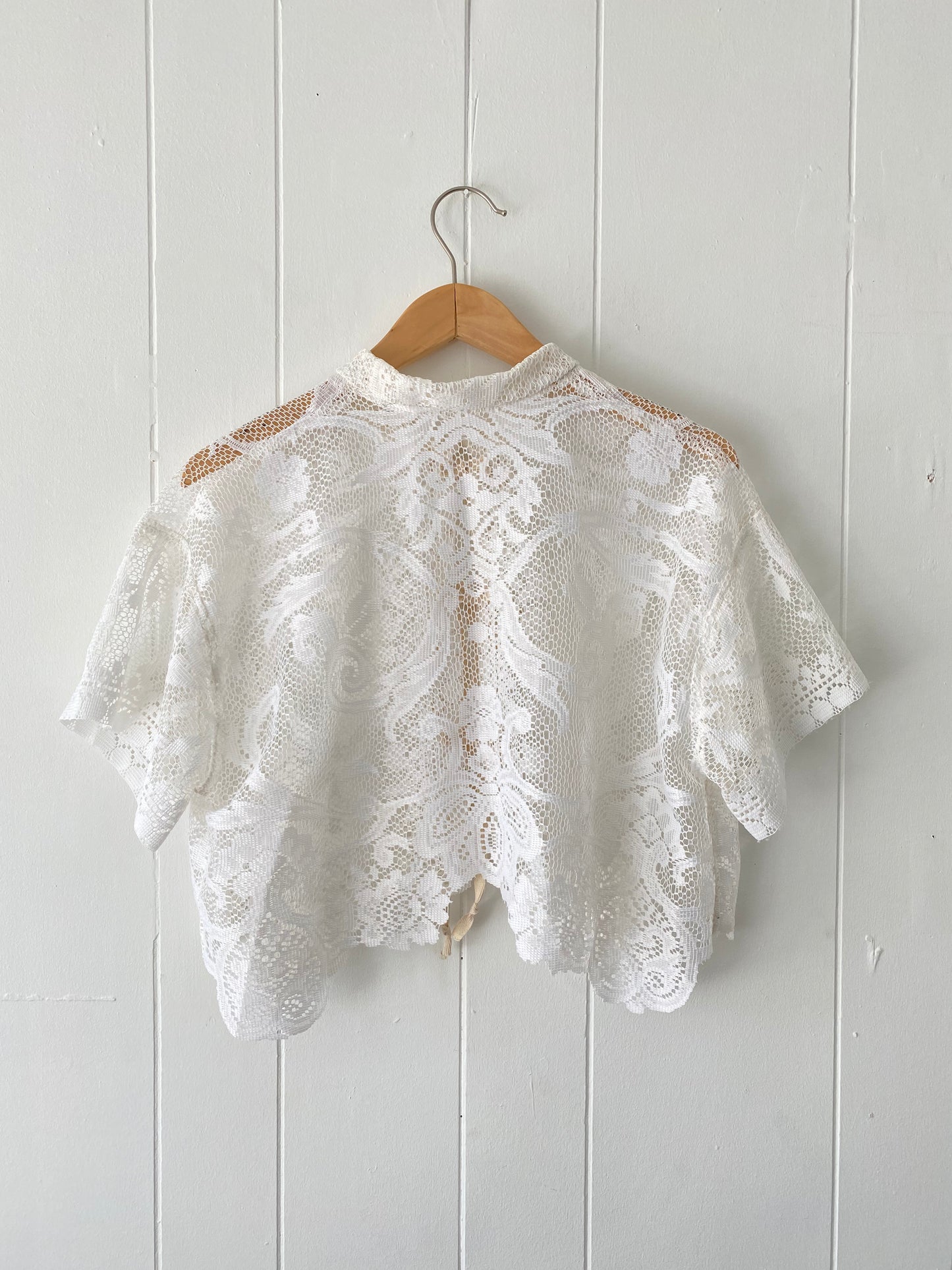 Upcycled Tie Front Lace Blouse