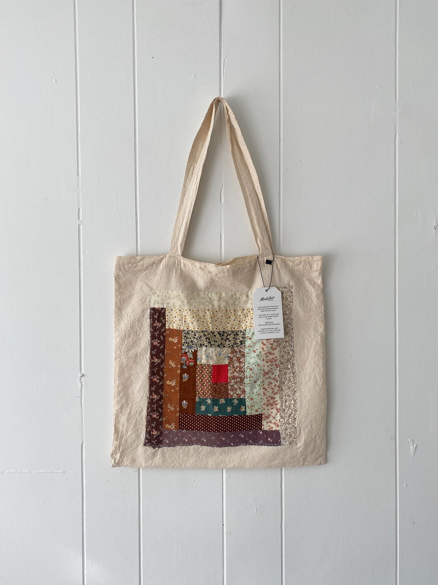Upcycled Quilt Block Tote Bag