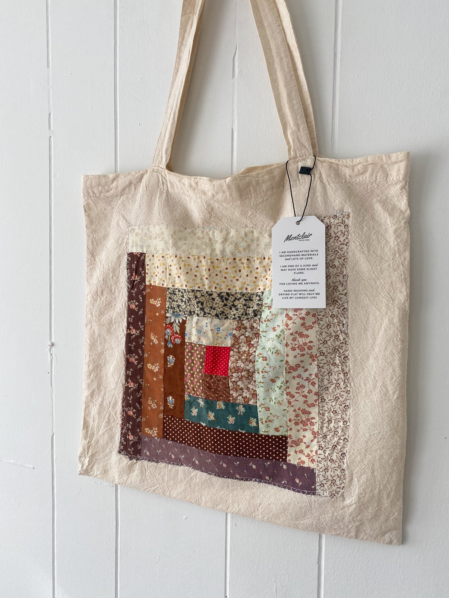 Upcycled Quilt Block Tote Bag