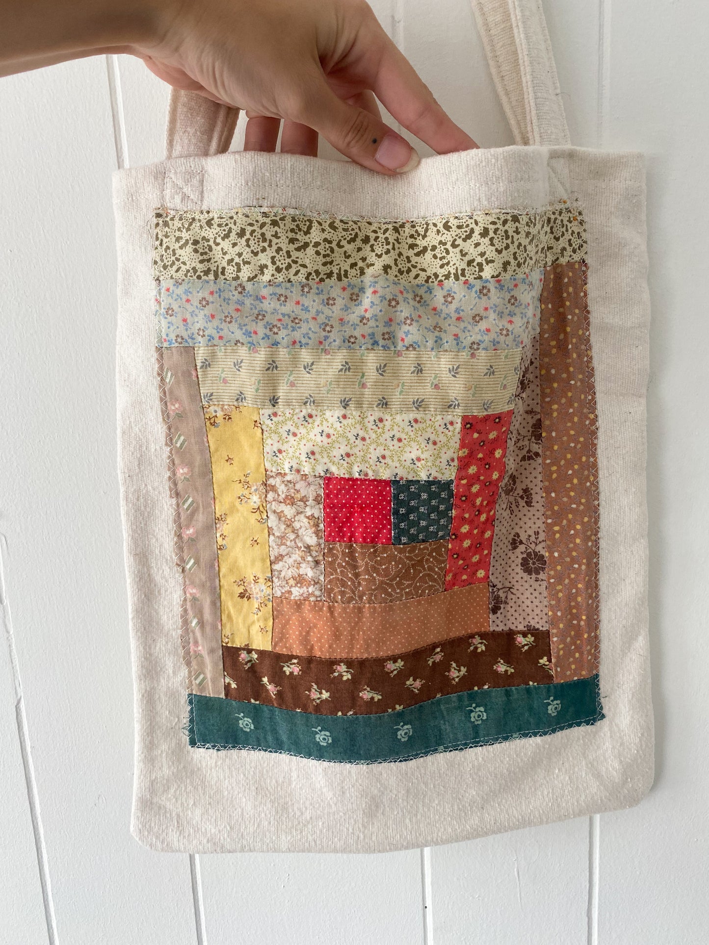 Upcycled Quilt Block Tote Bag