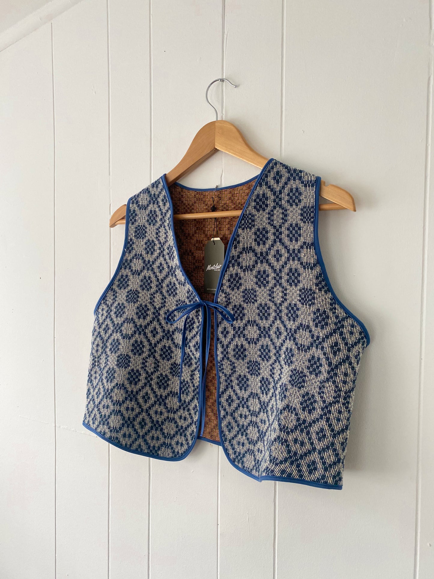 S/M Upcycled Tie Front Vest