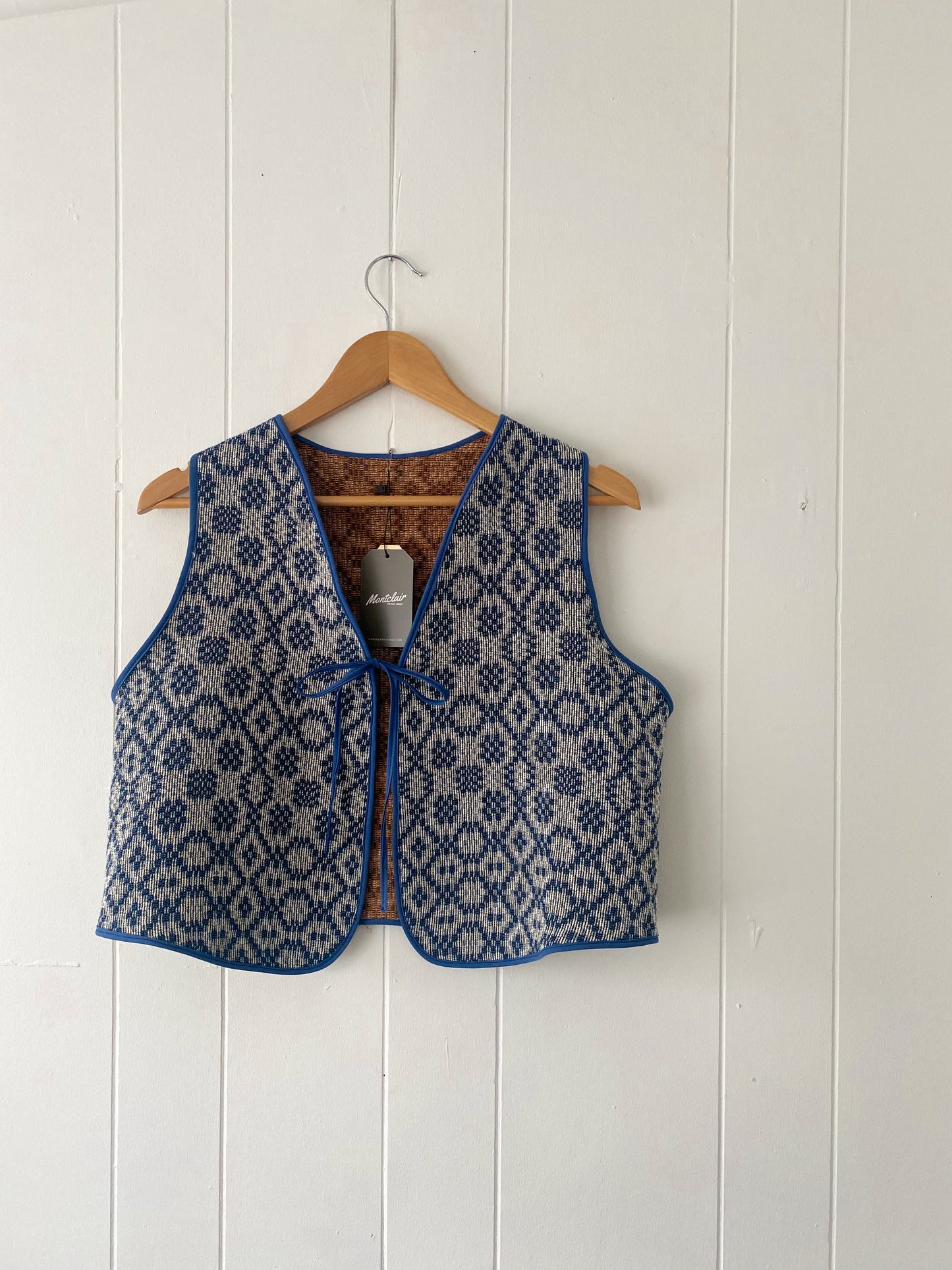 S/M Upcycled Tie Front Vest