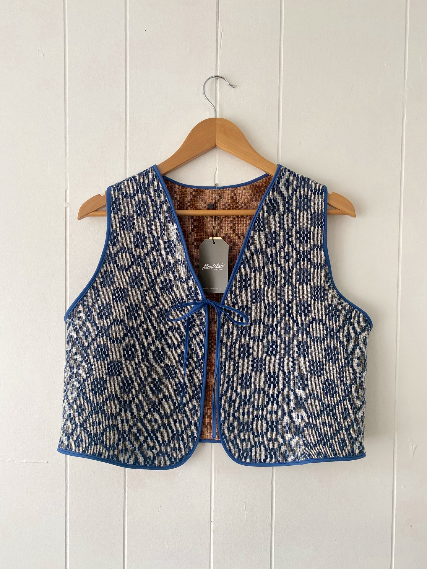 S/M Upcycled Tie Front Vest