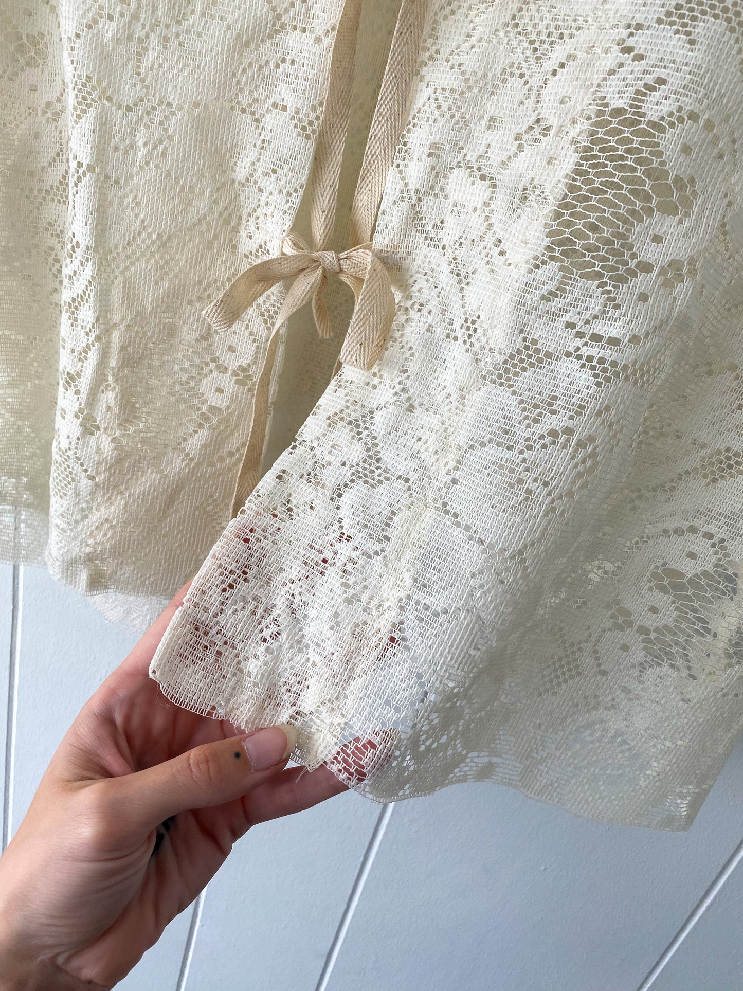 Upcycled Tie Front Lace Blouse