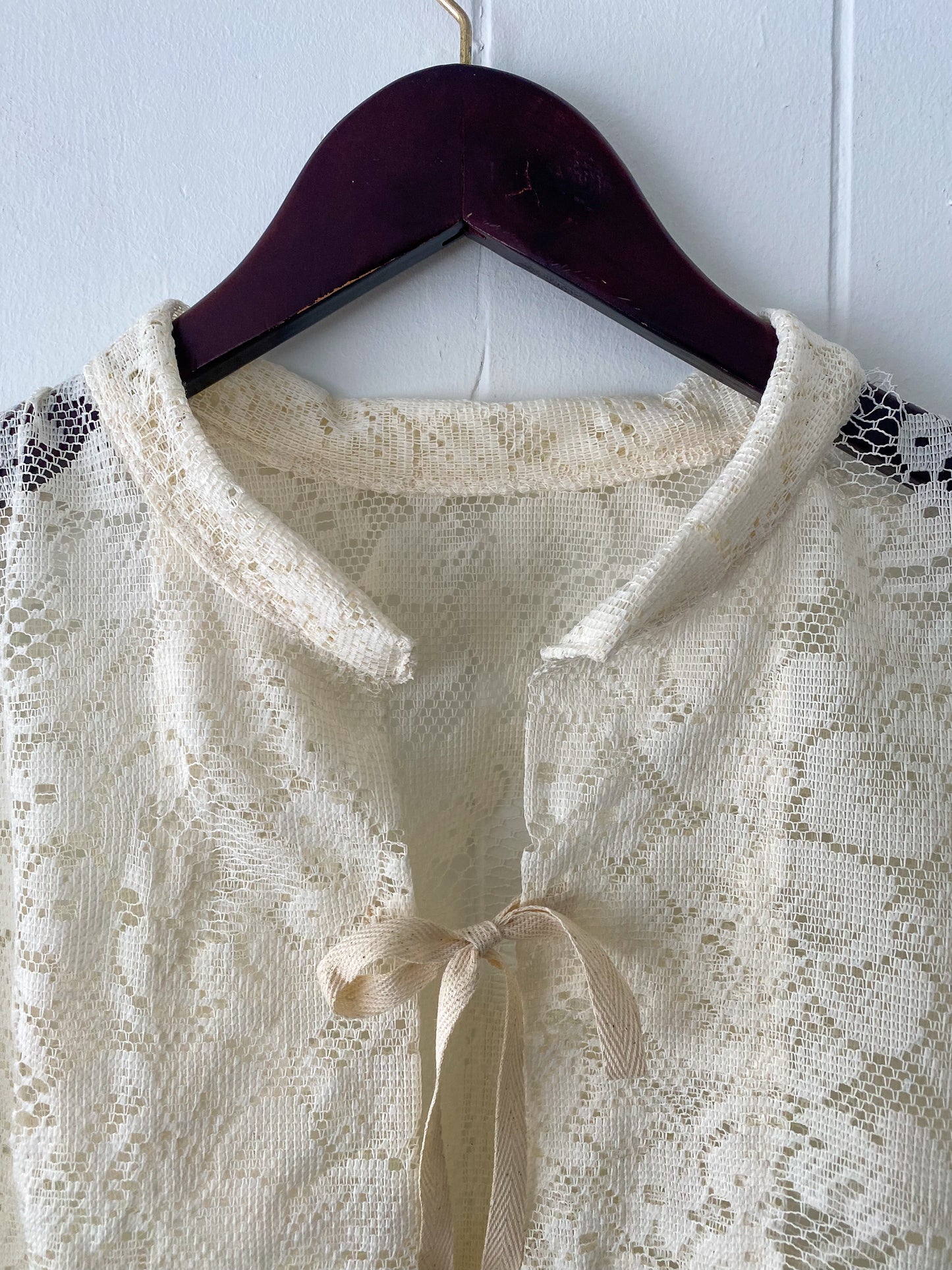 Upcycled Tie Front Lace Blouse