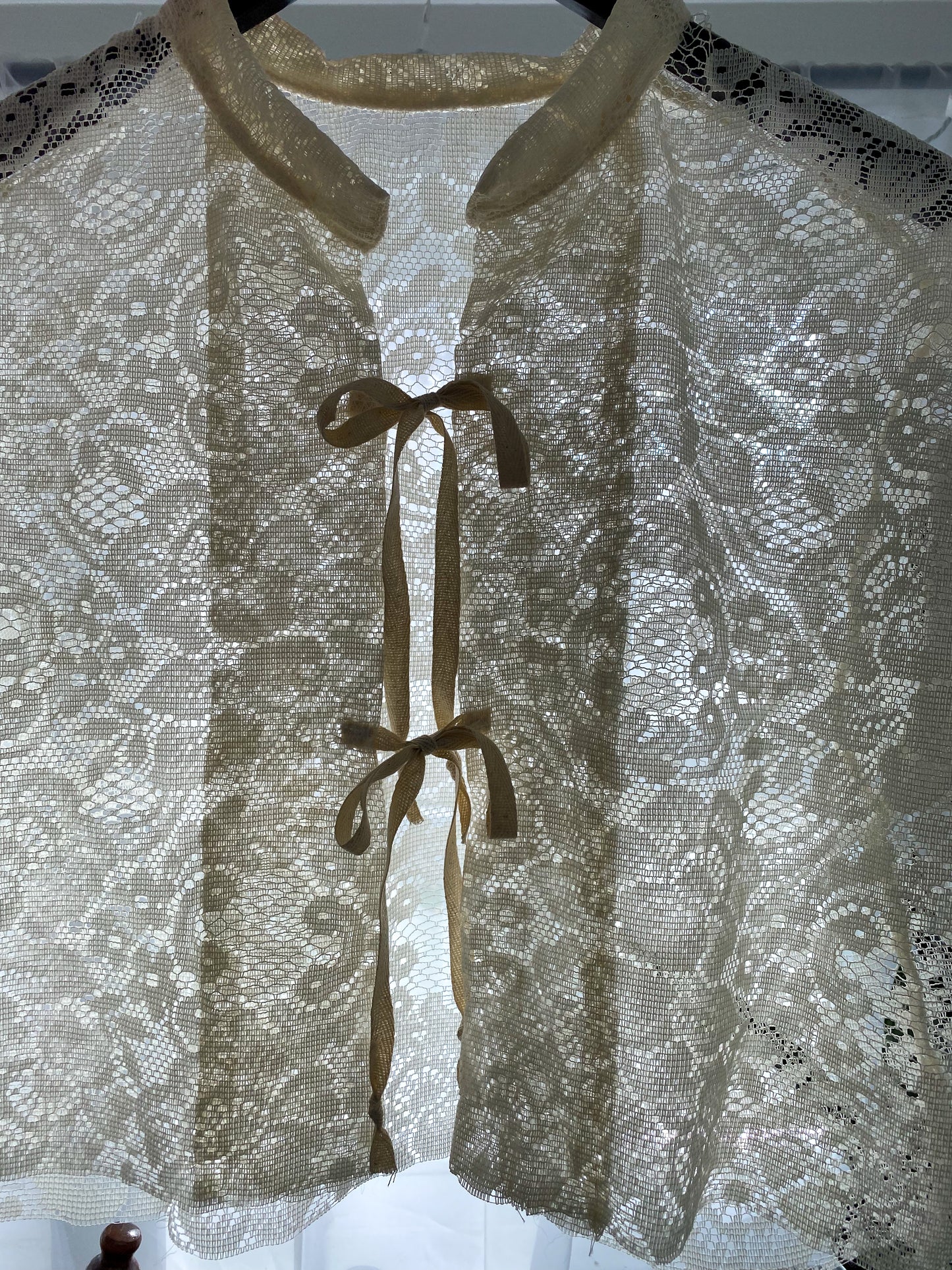 Upcycled Tie Front Lace Blouse