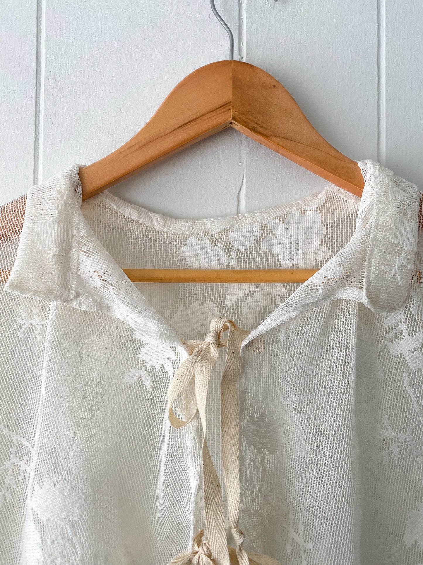 Upcycled Tie Front Lace Blouse