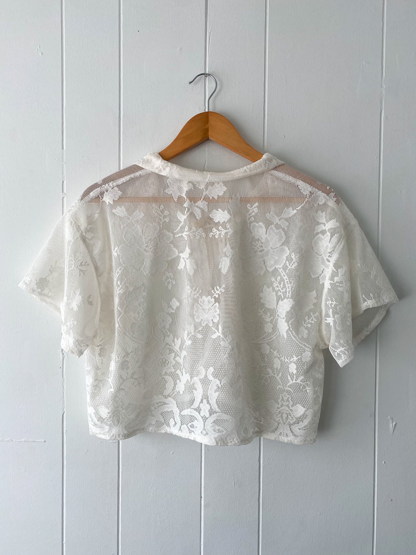 Upcycled Tie Front Lace Blouse
