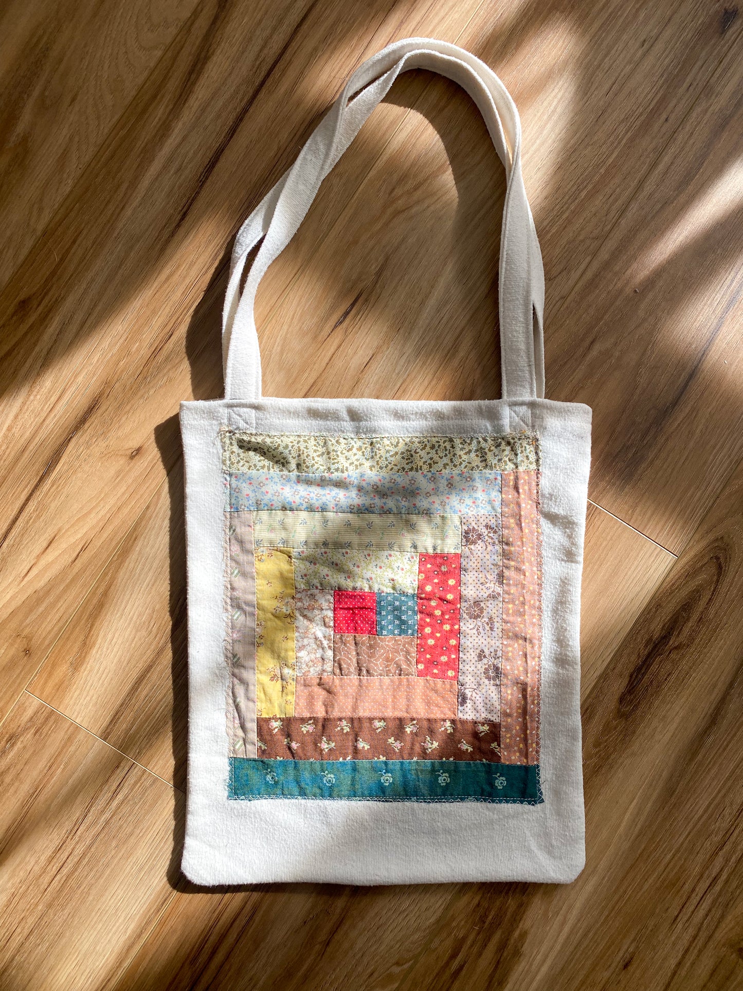 Upcycled Quilt Block Tote Bag
