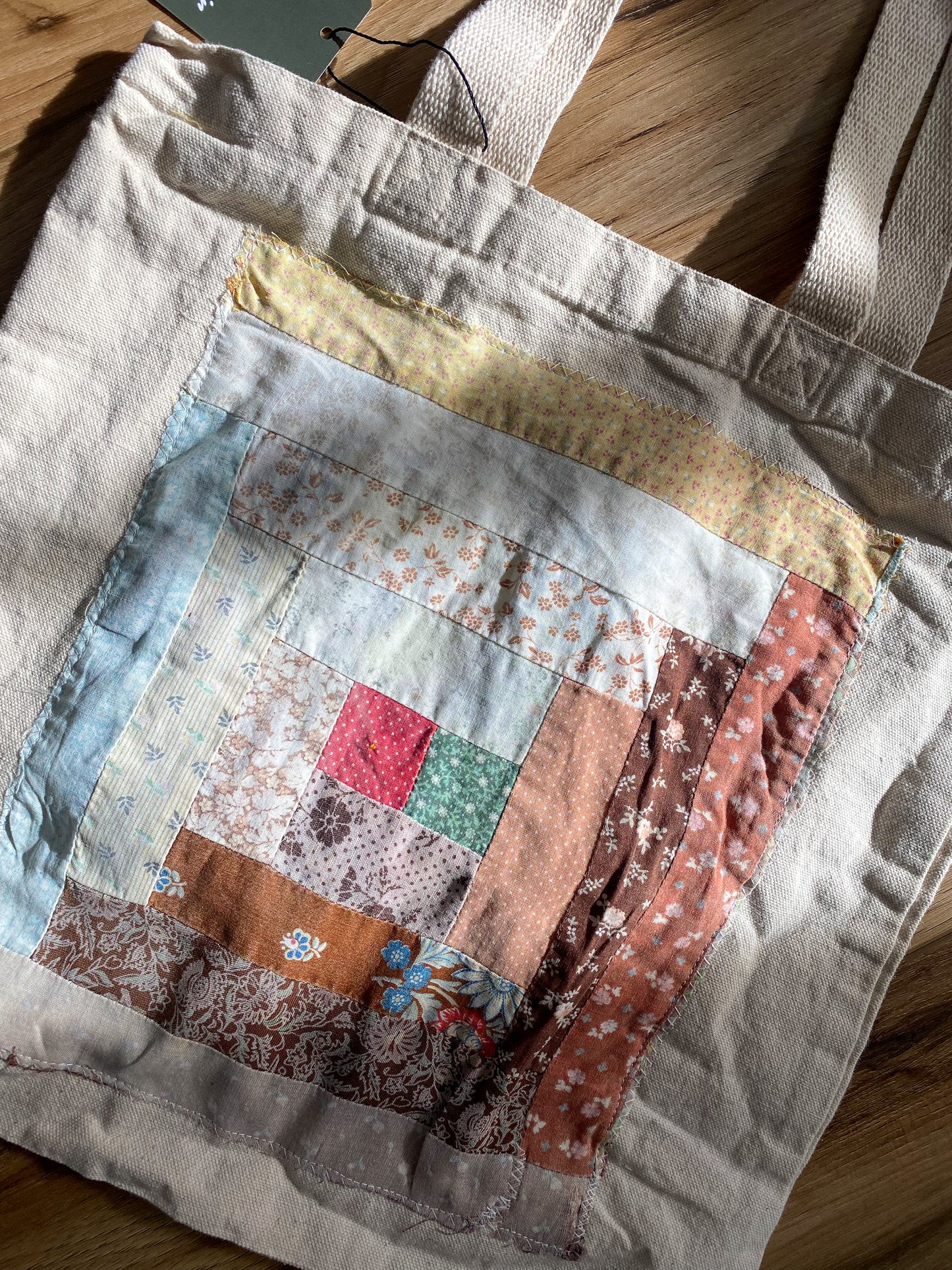 Upcycled Quilt Block Tote Bag