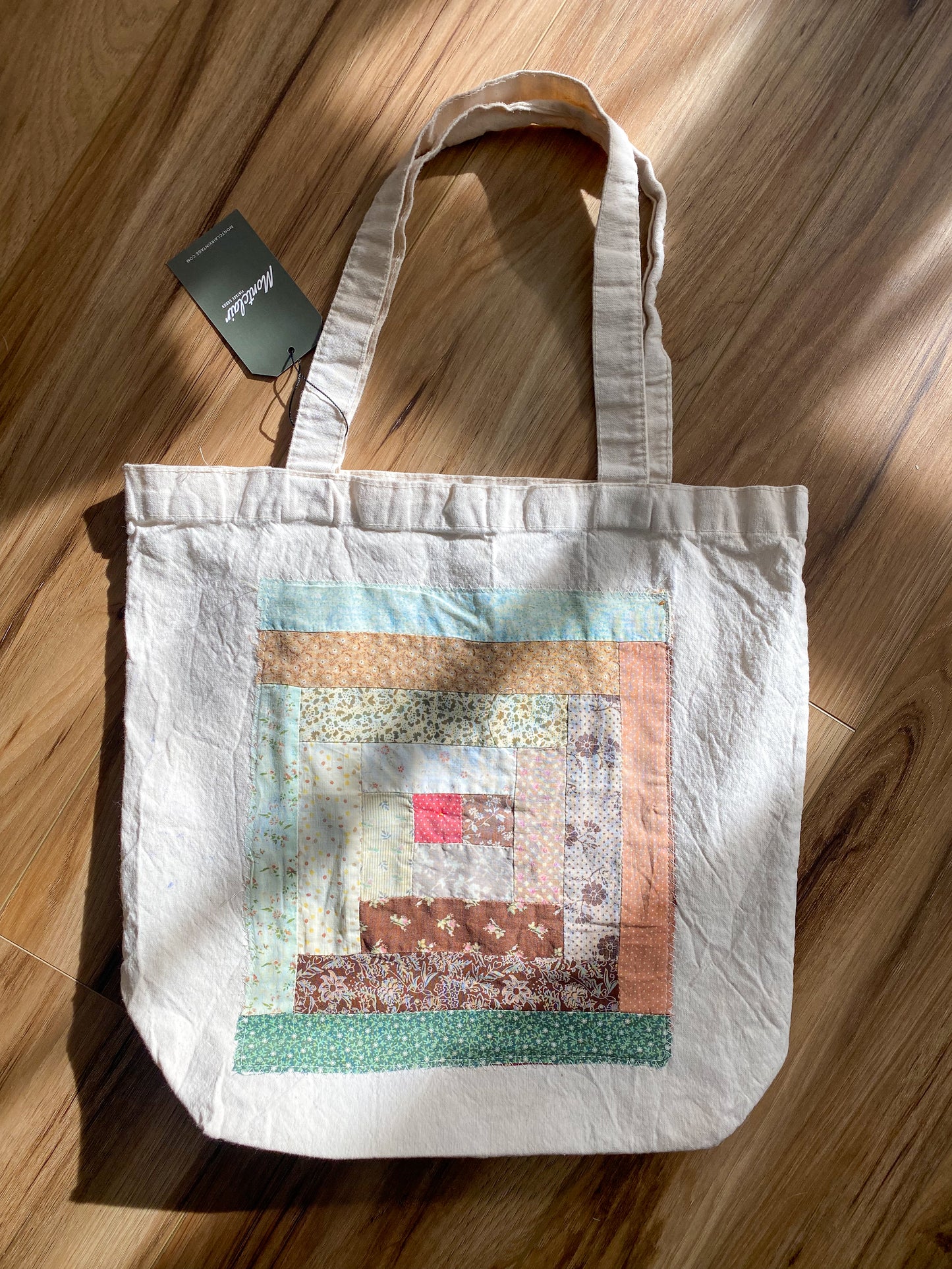 Upcycled Quilt Block Tote Bag