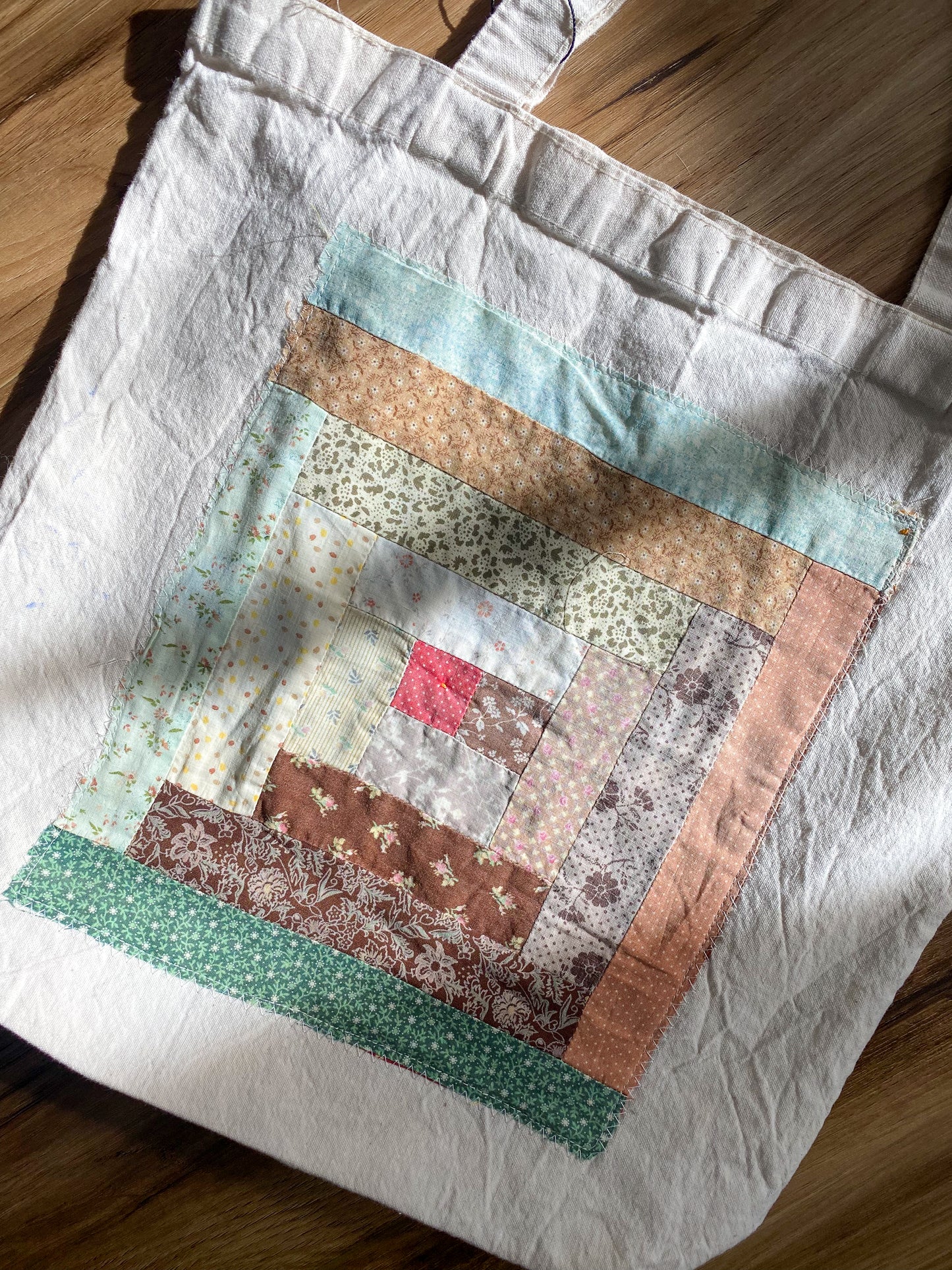 Upcycled Quilt Block Tote Bag