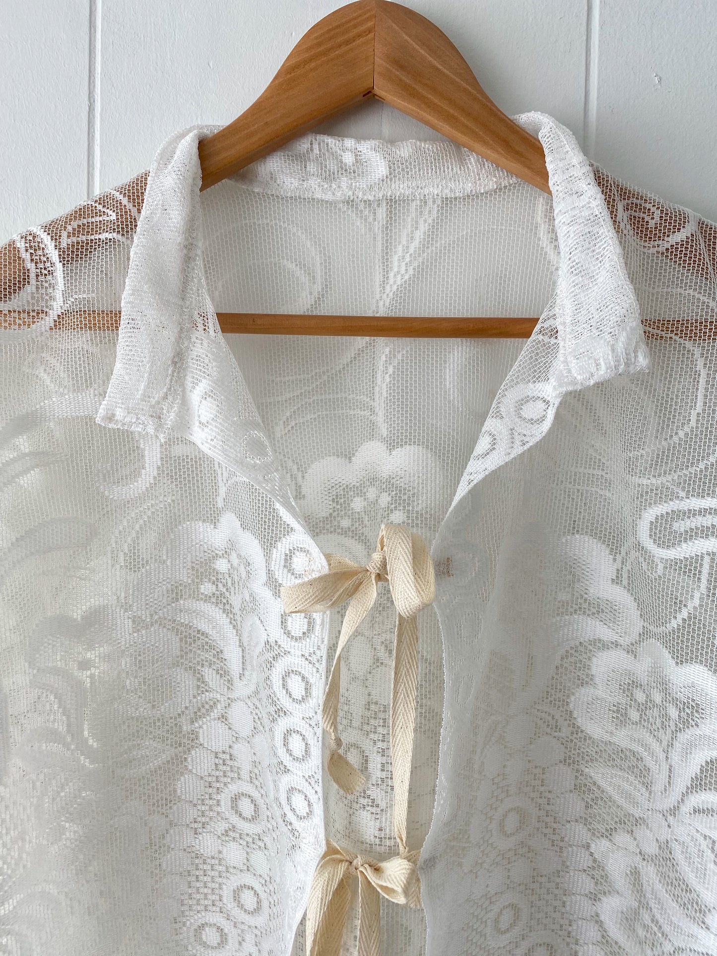 Upcycled Tie Front Lace Blouse