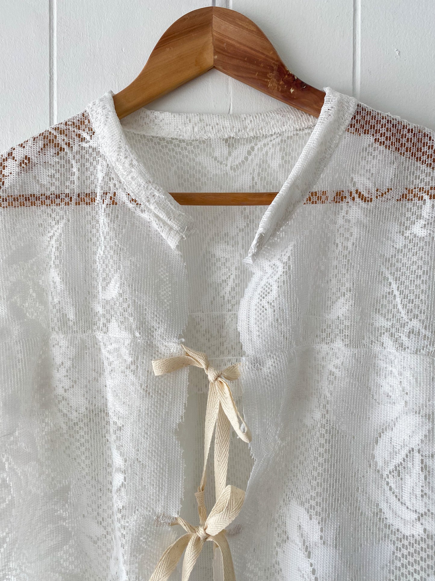 Upcycled Tie Front Lace Blouse
