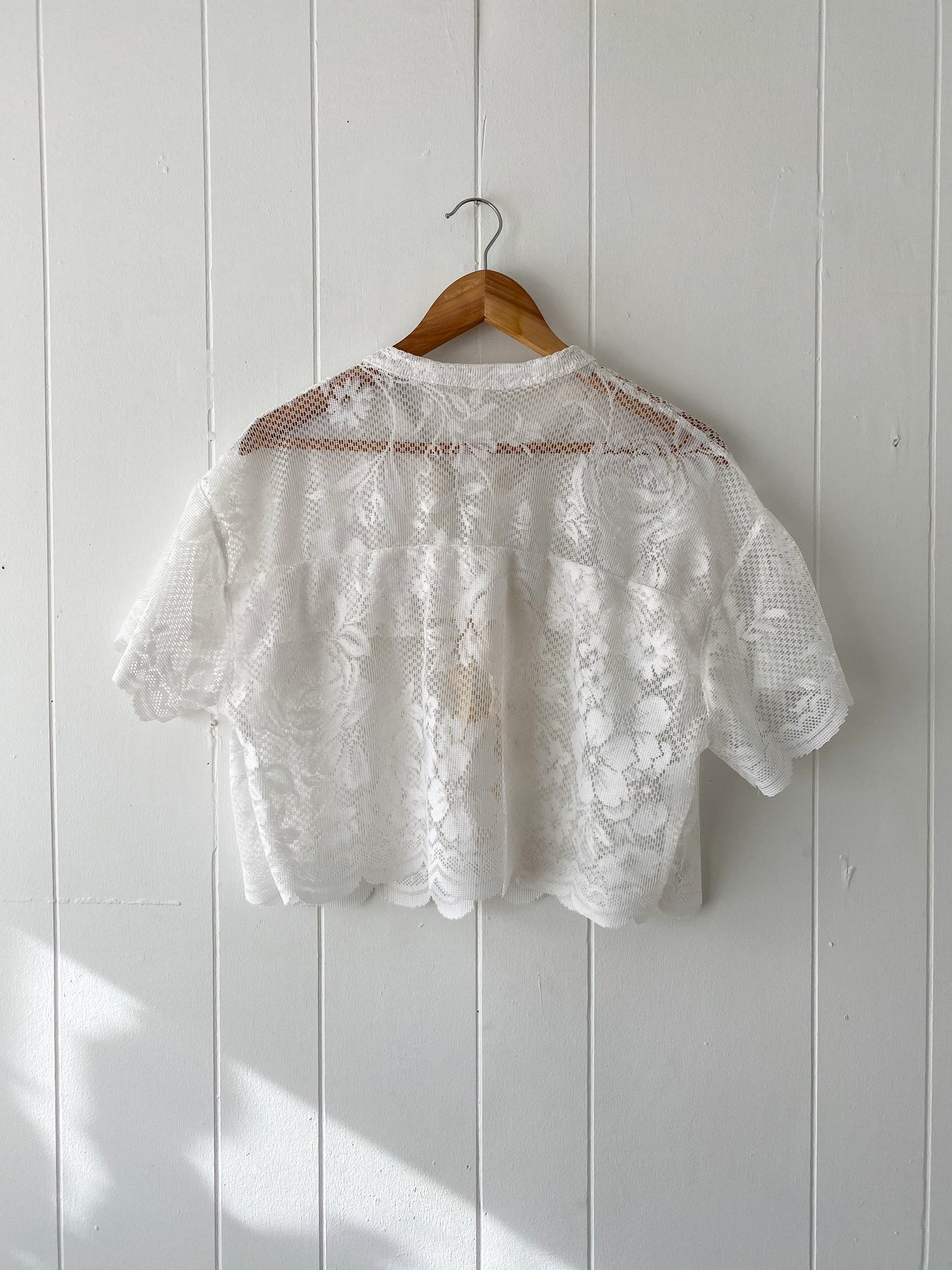 Upcycled Tie Front Lace Blouse
