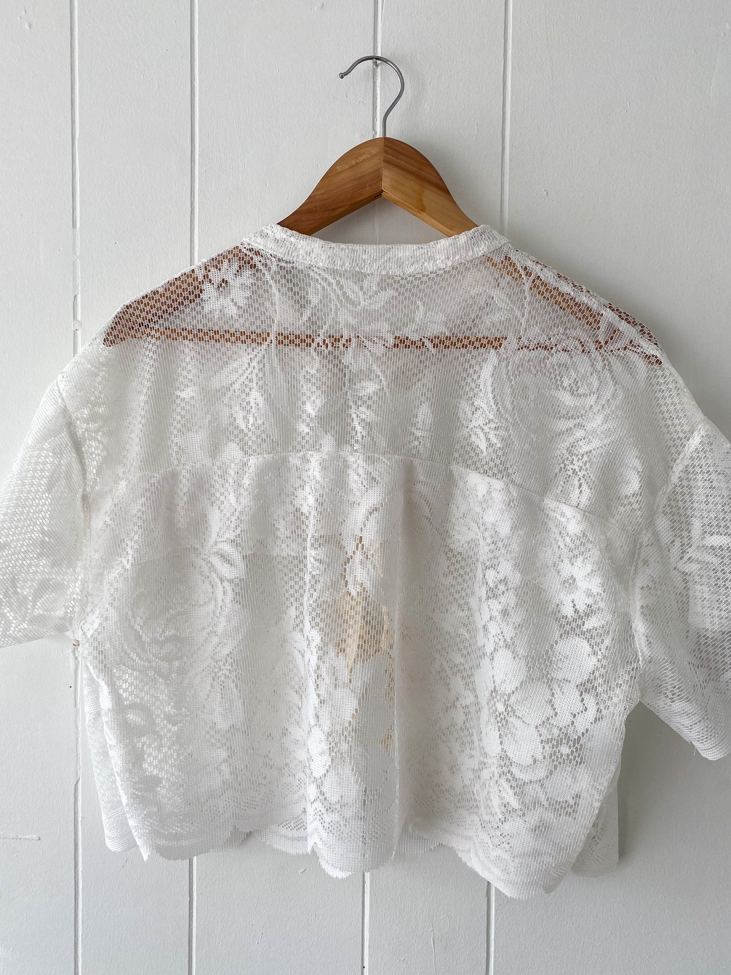 Upcycled Tie Front Lace Blouse