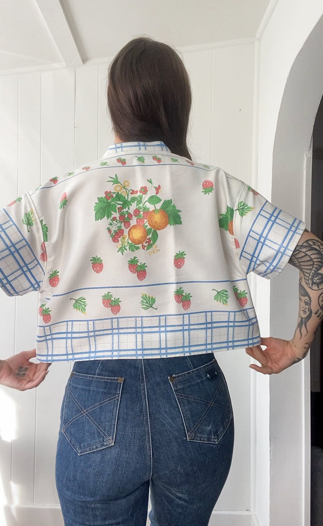 (M) Upcycled Fruit Blouse