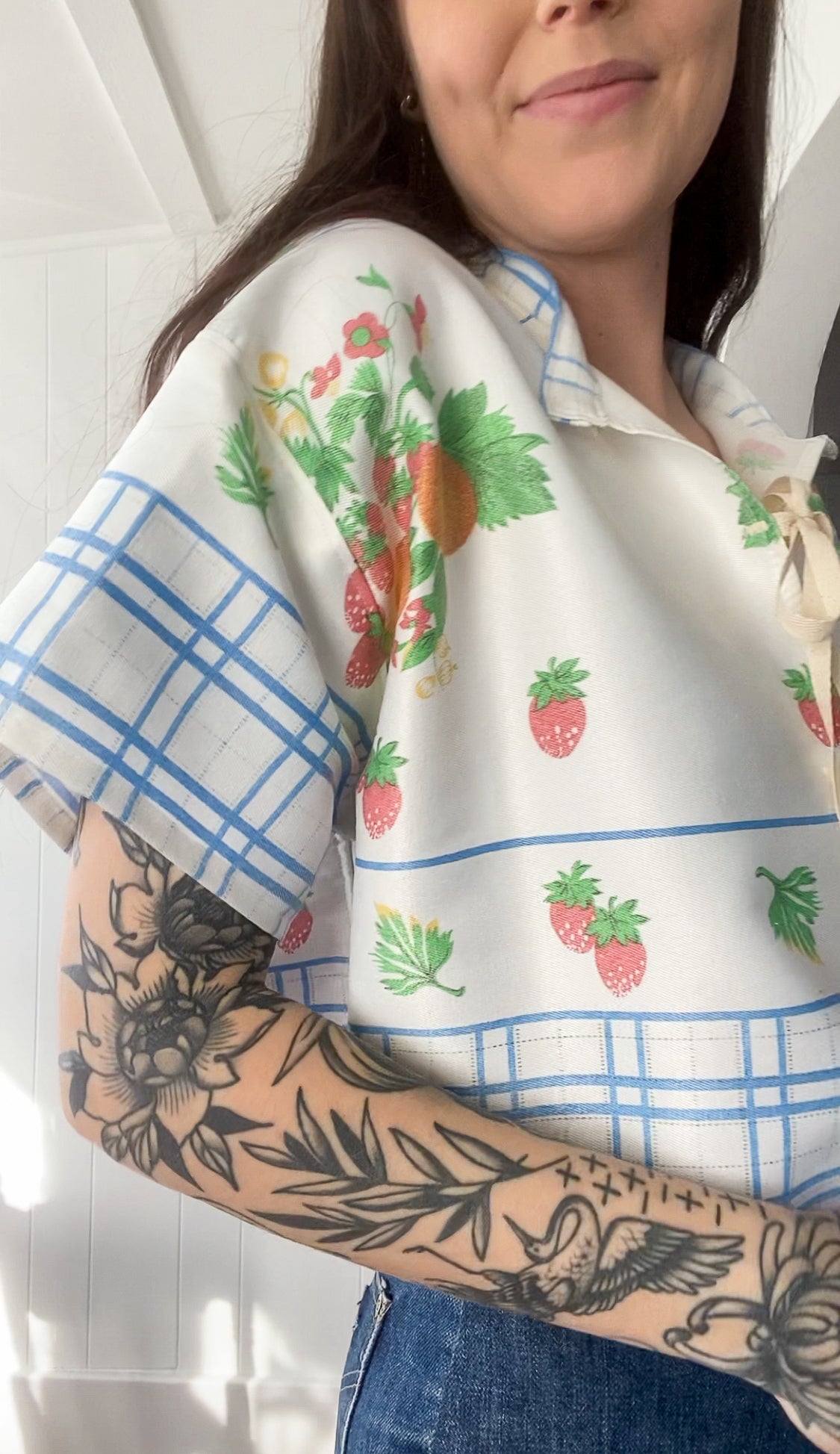 (M) Upcycled Fruit Blouse