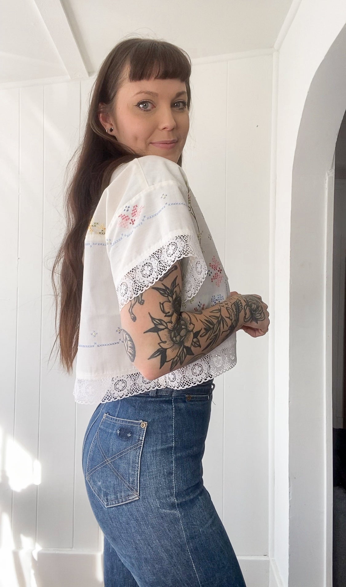 (M) Upcycled Cross-stitch Blouse