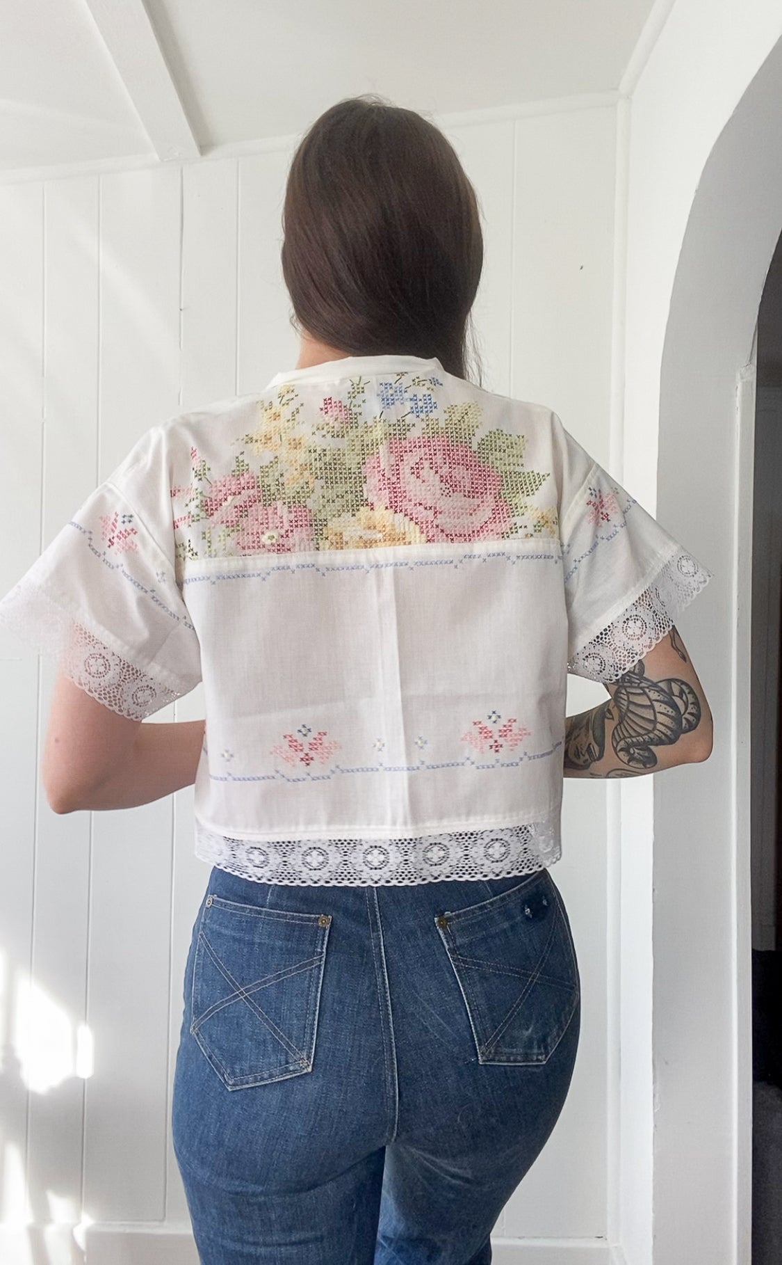 (M) Upcycled Cross-stitch Blouse