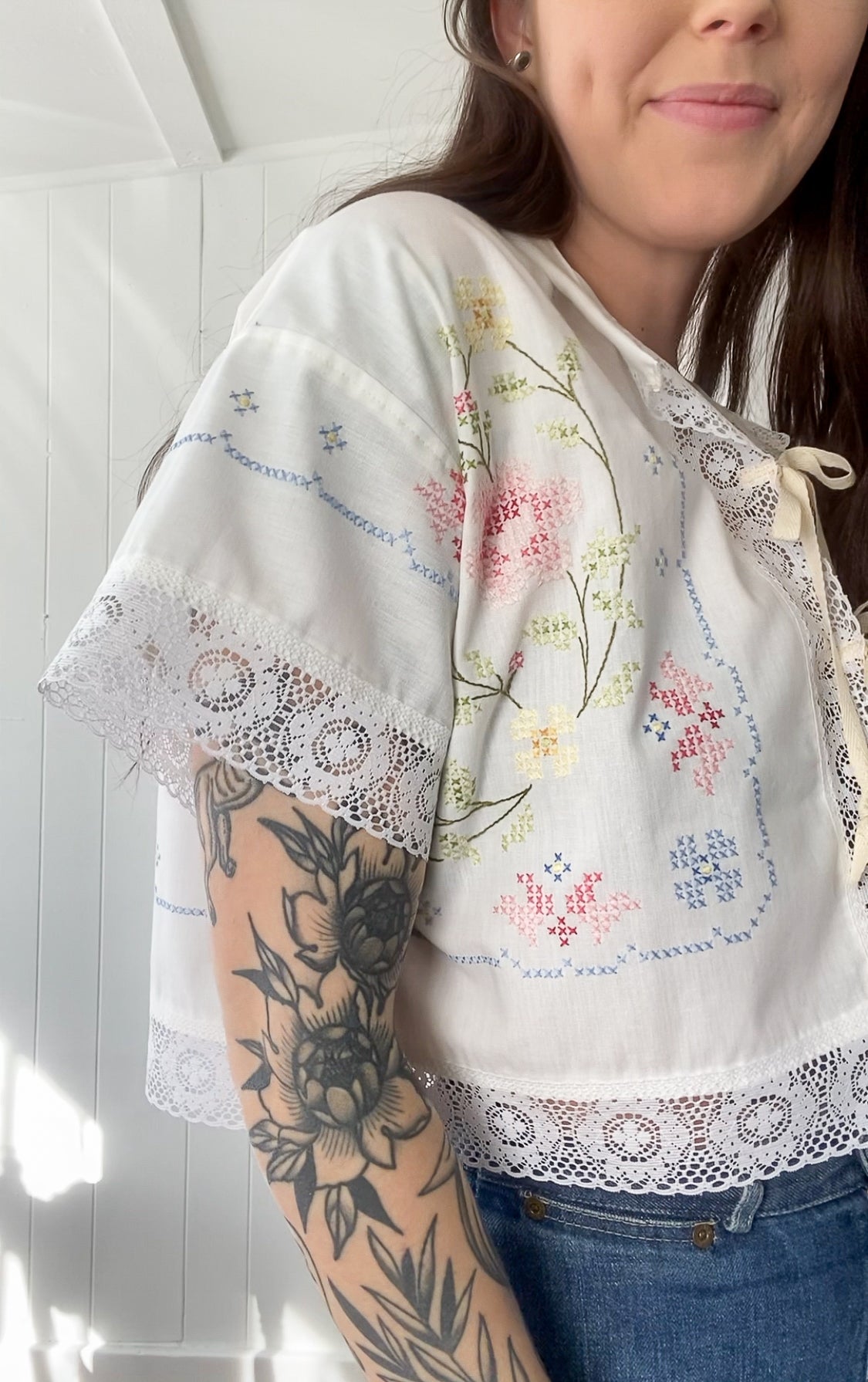 (M) Upcycled Cross-stitch Blouse