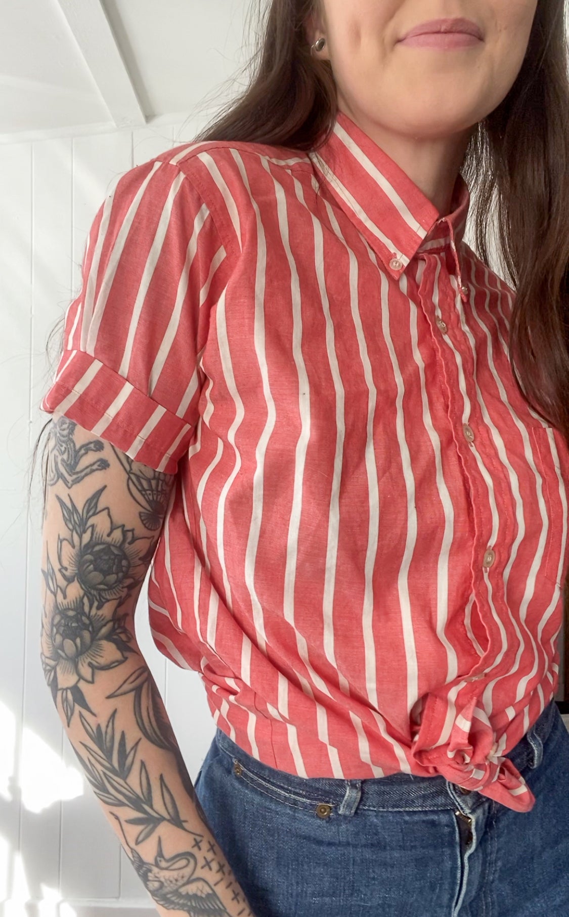 (S) Vintage Striped Button Down
