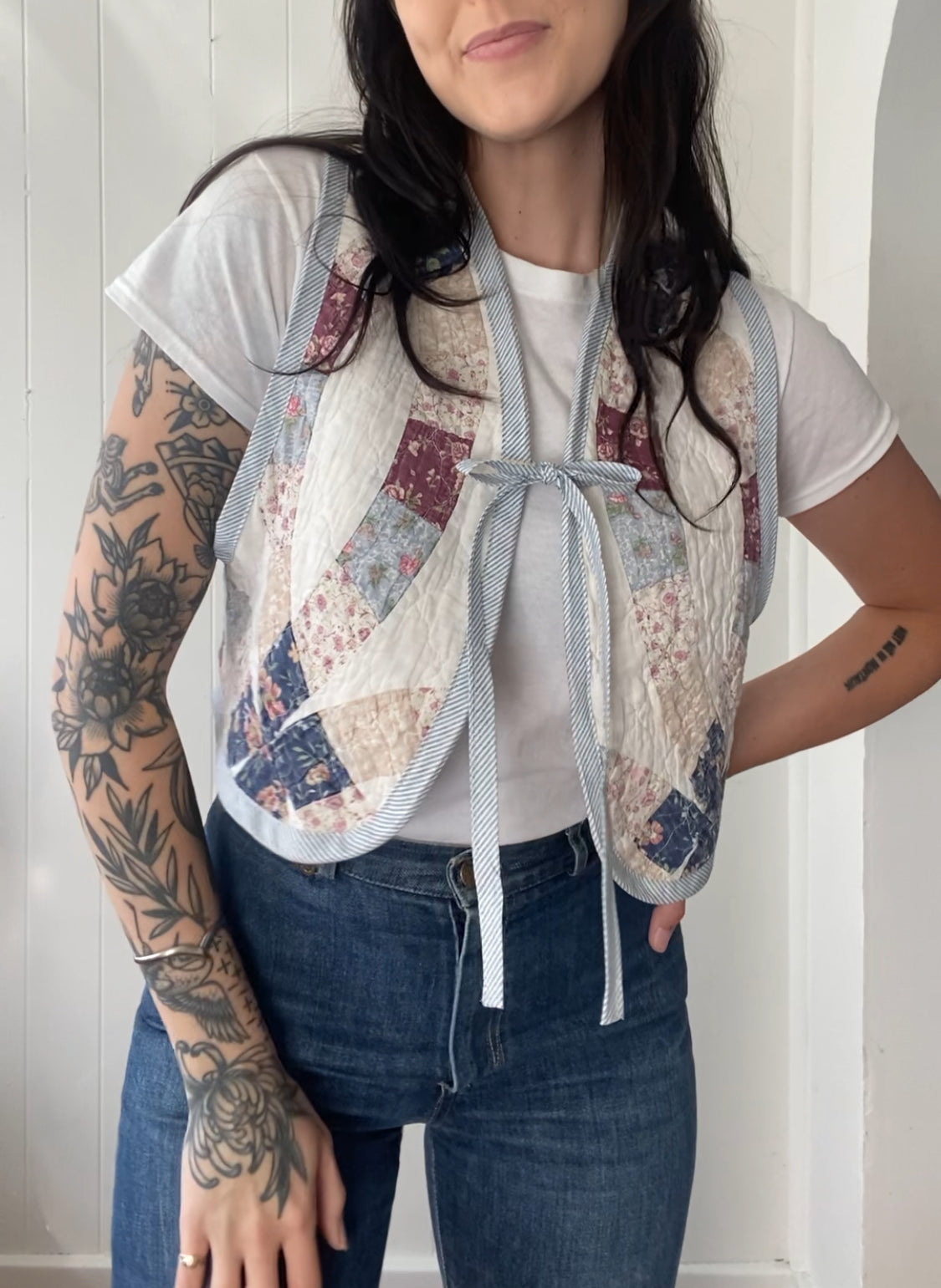 Upcycled Tie Front Quilt Vest