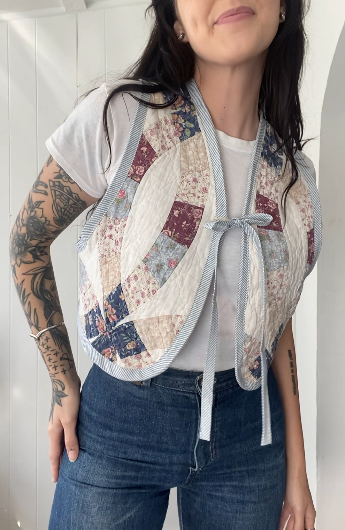 Upcycled Tie Front Quilt Vest