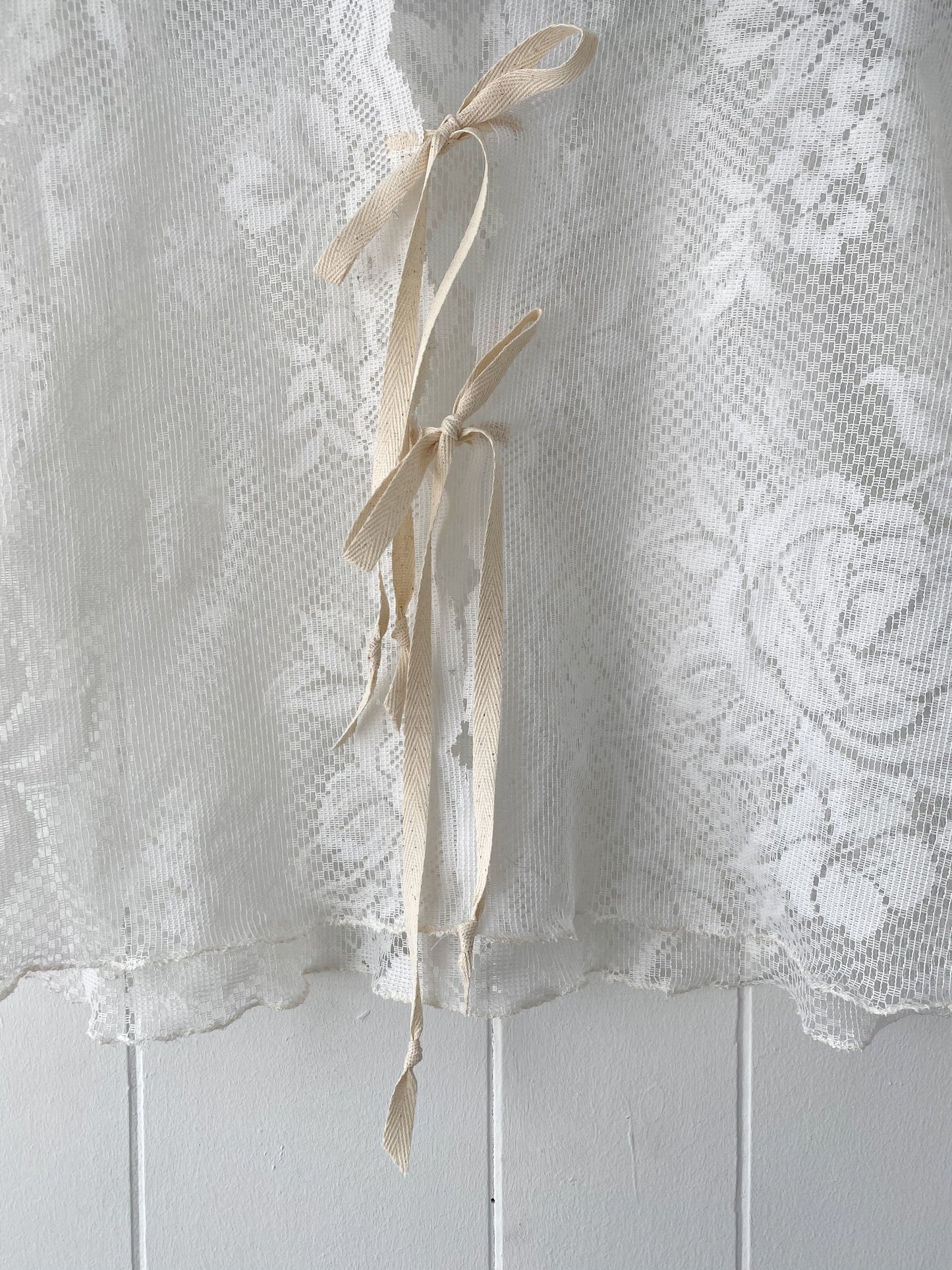 Upcycled Tie Front Lace Blouse