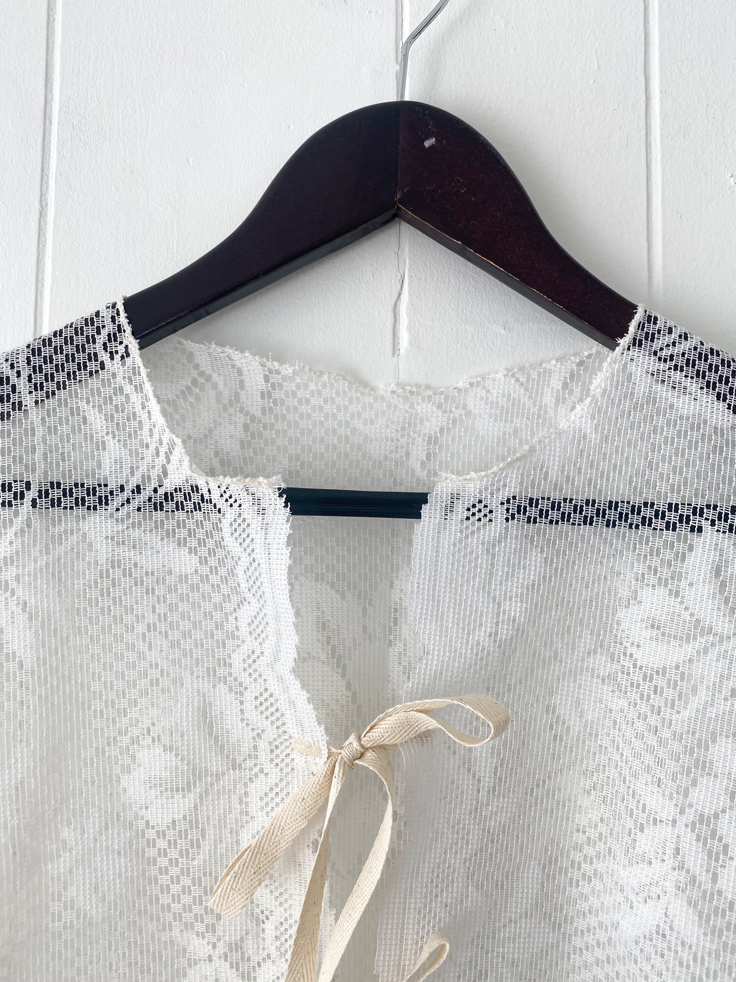 Upcycled Tie Front Lace Blouse