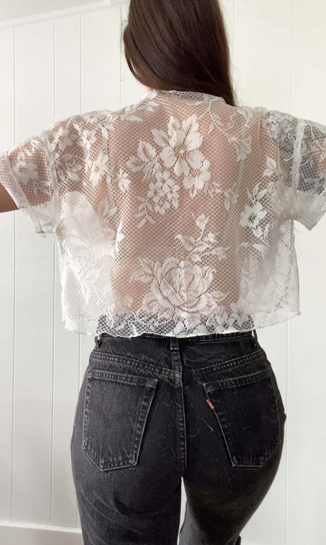 Upcycled Tie Front Lace Blouse