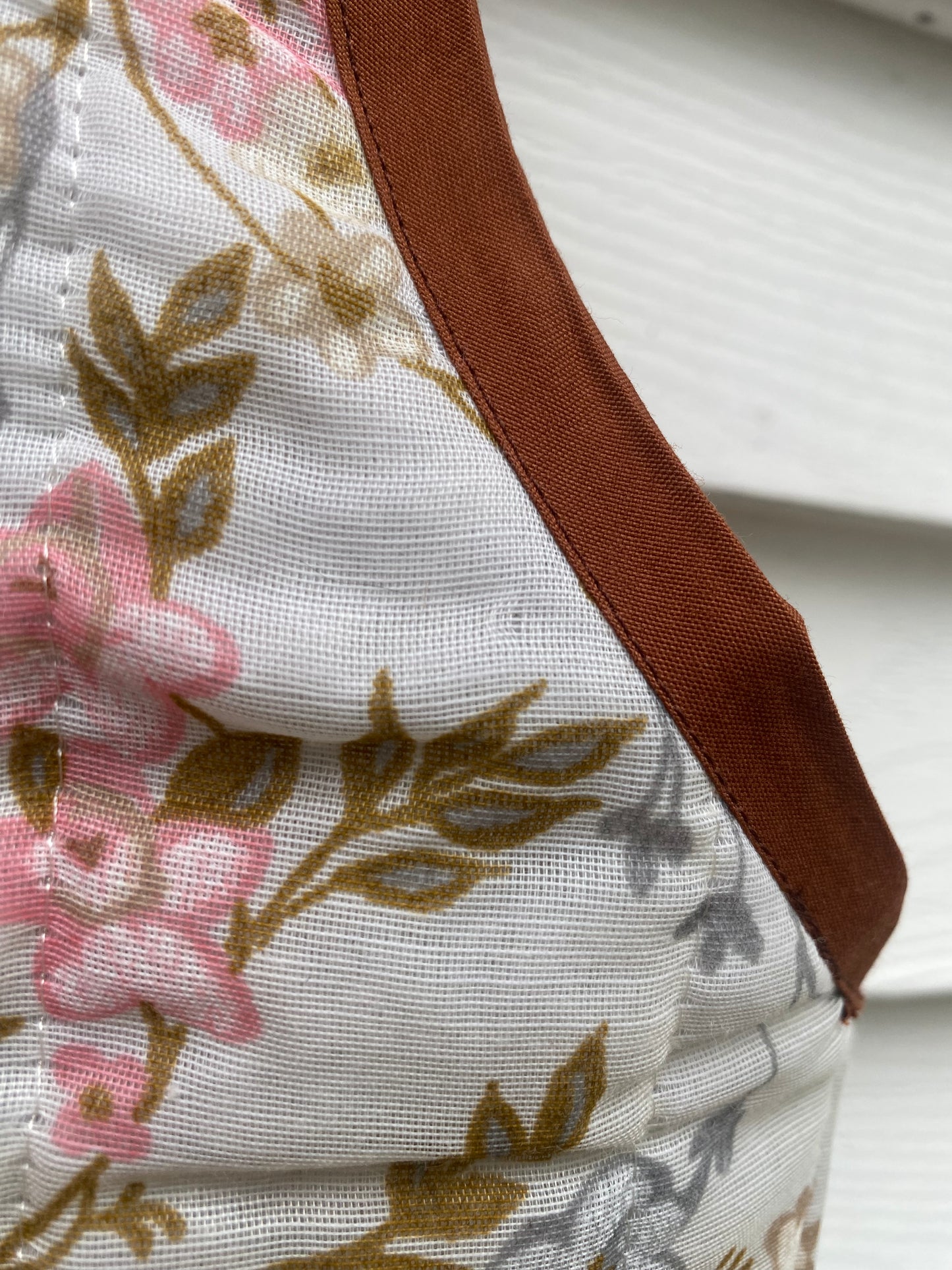 (S) Upcycled Tie Front Floral Vest
