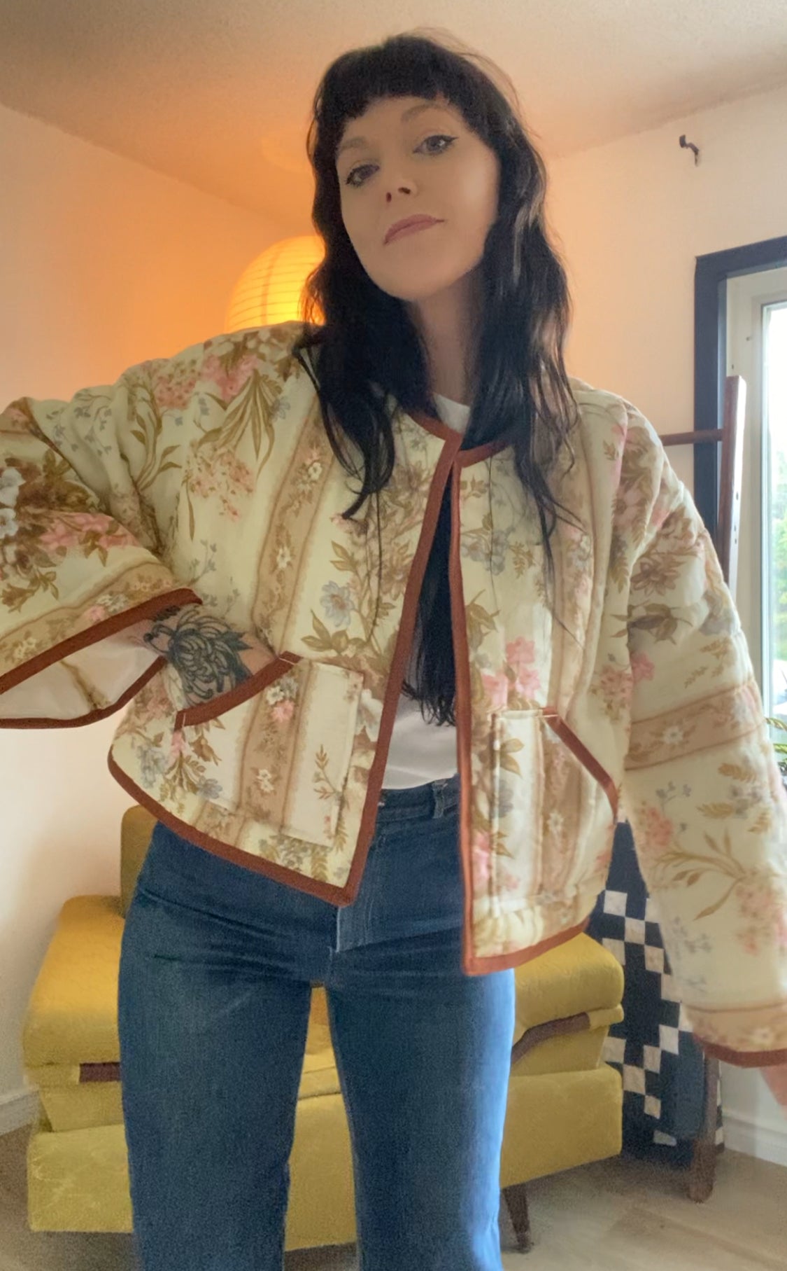 (L/XL) Upcycled Vintage Floral Jacket