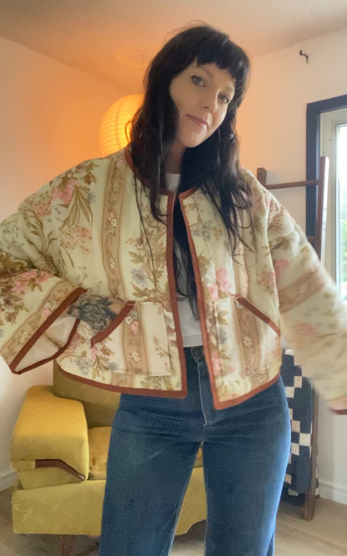 (L/XL) Upcycled Vintage Floral Jacket
