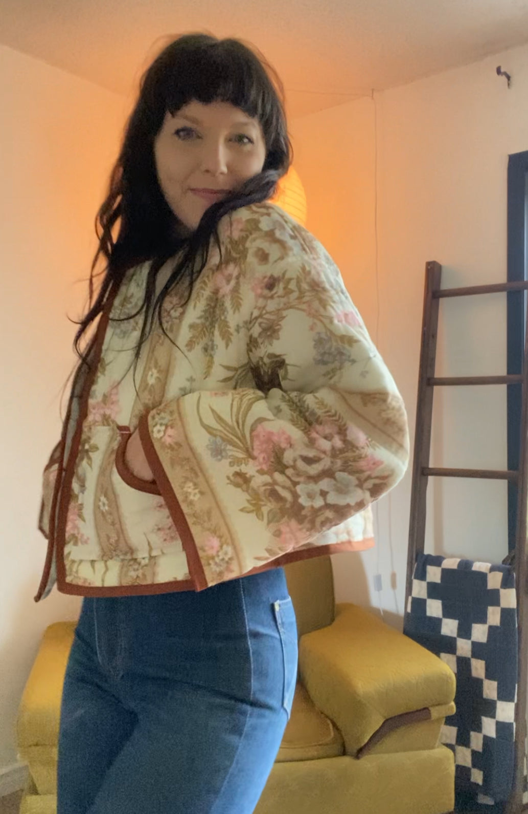 (L/XL) Upcycled Vintage Floral Jacket