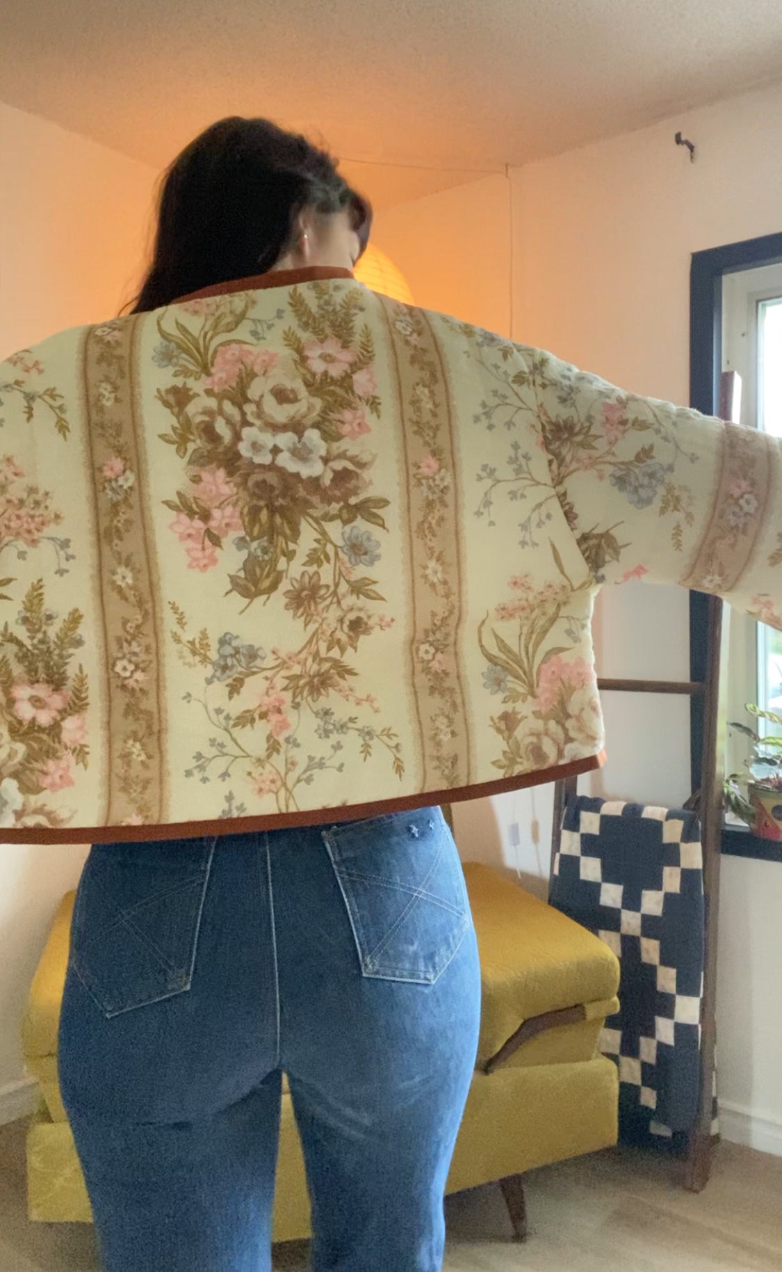 (L/XL) Upcycled Vintage Floral Jacket