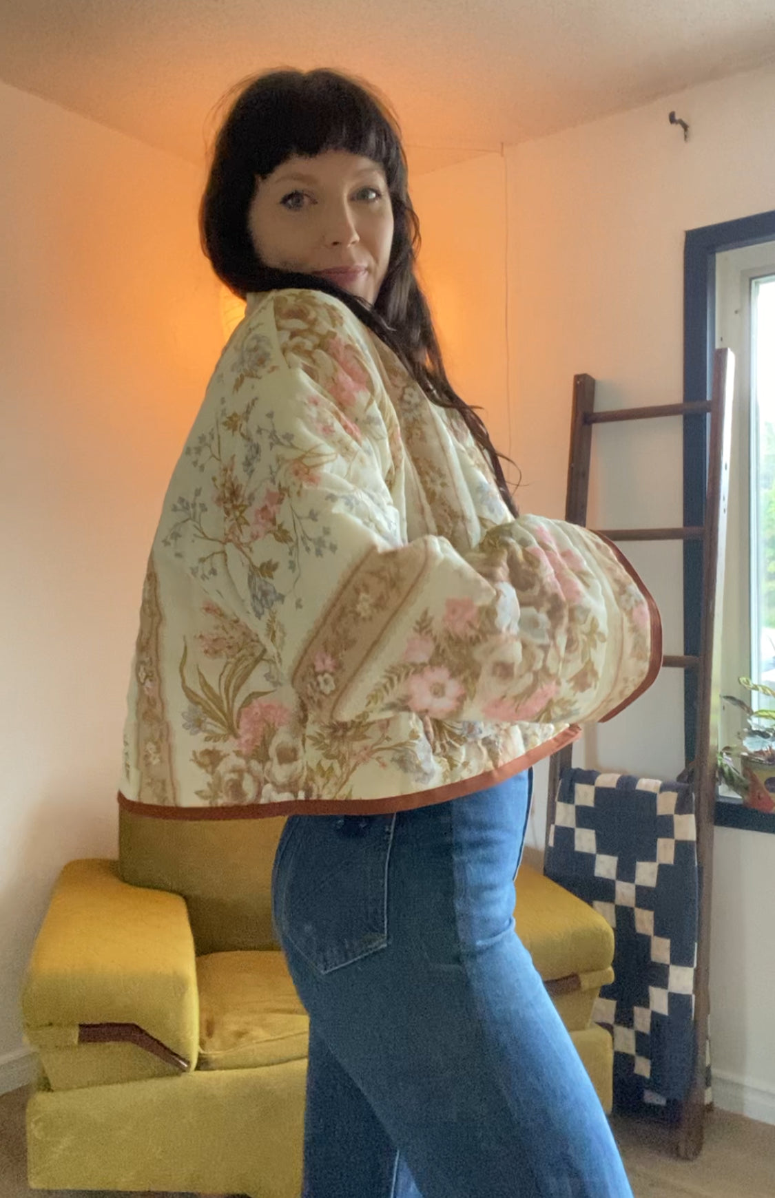 (L/XL) Upcycled Vintage Floral Jacket