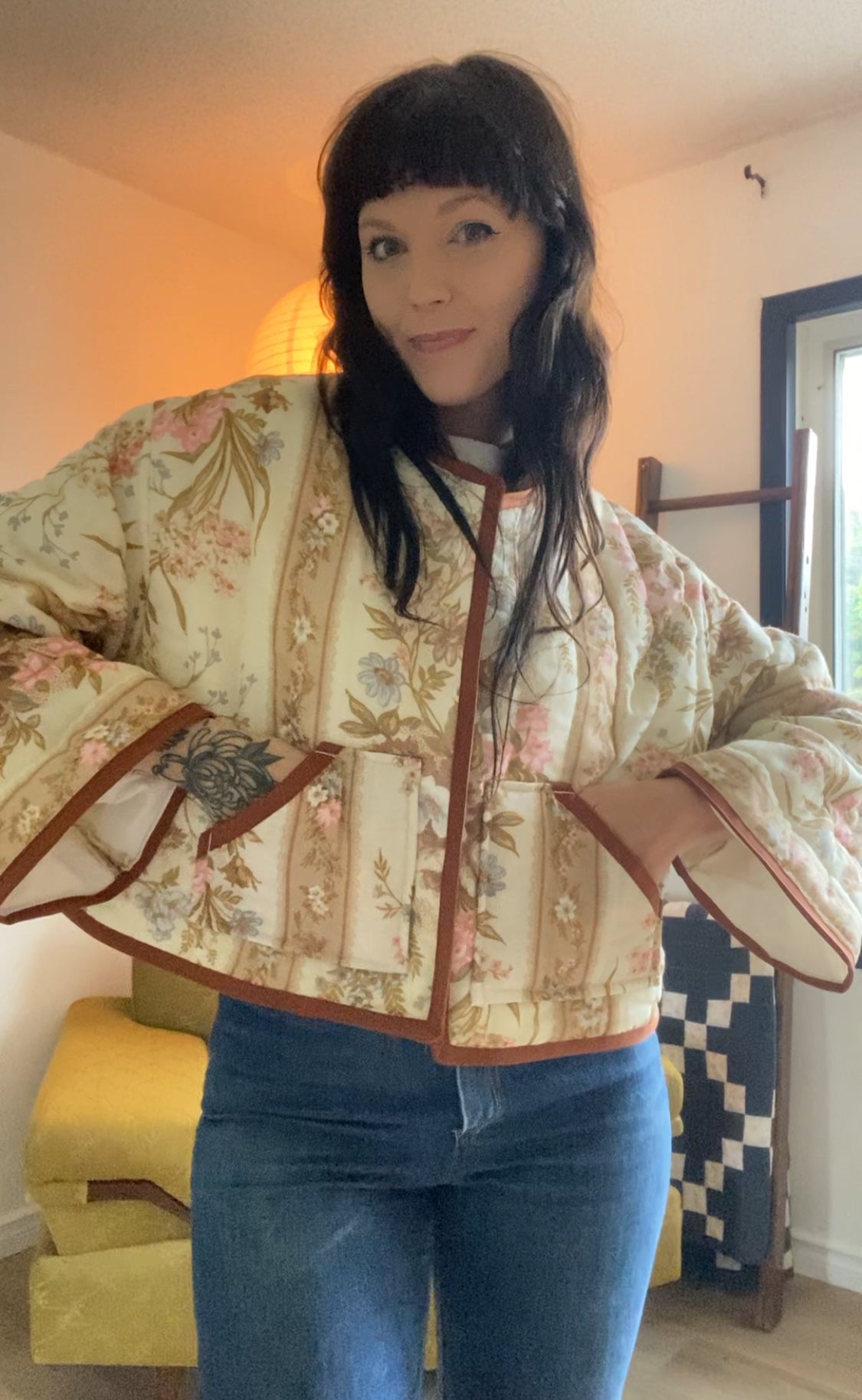 (L/XL) Upcycled Vintage Floral Jacket