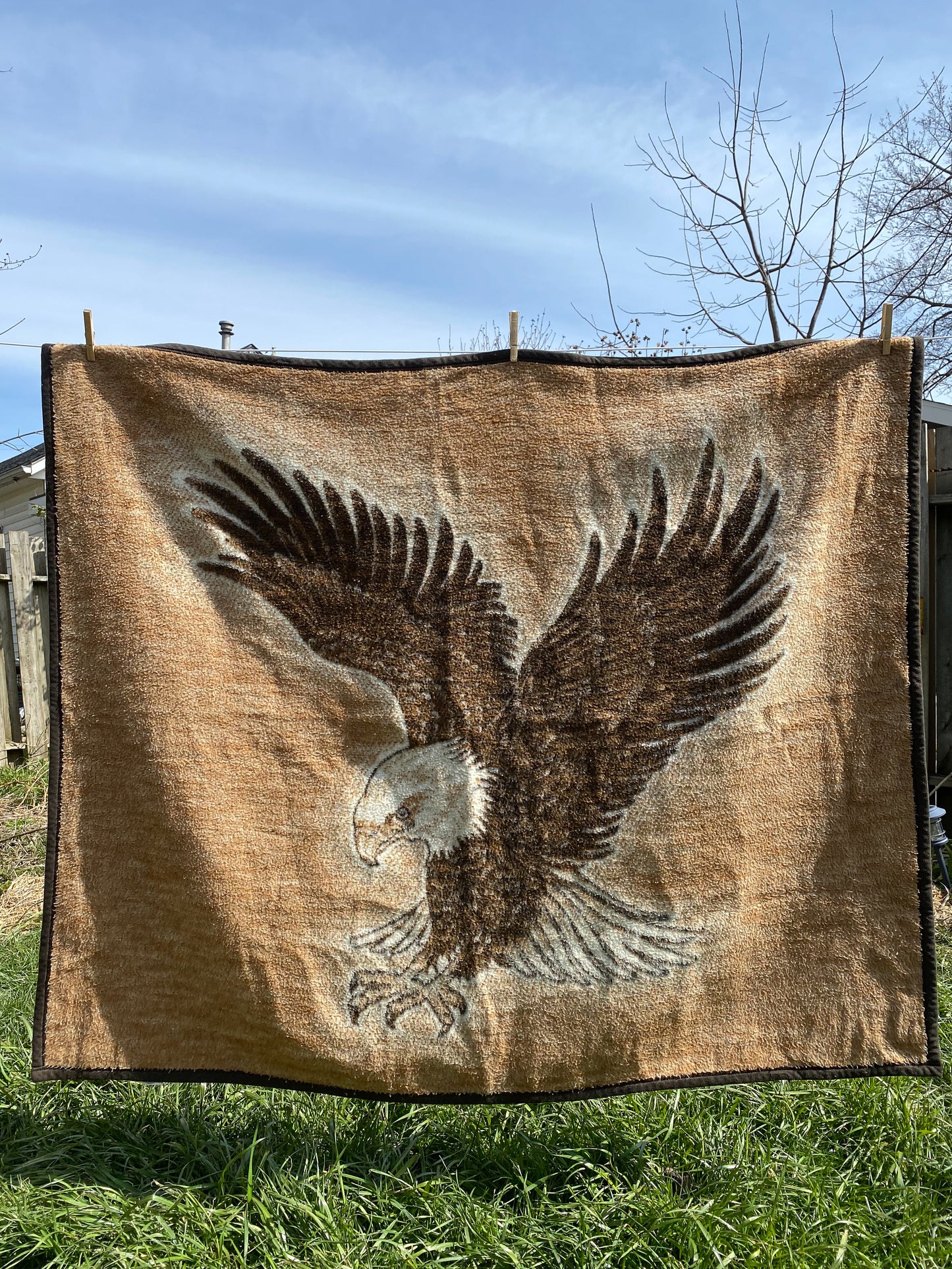 (S/M) Upcycled Eagle Blanket Coat
