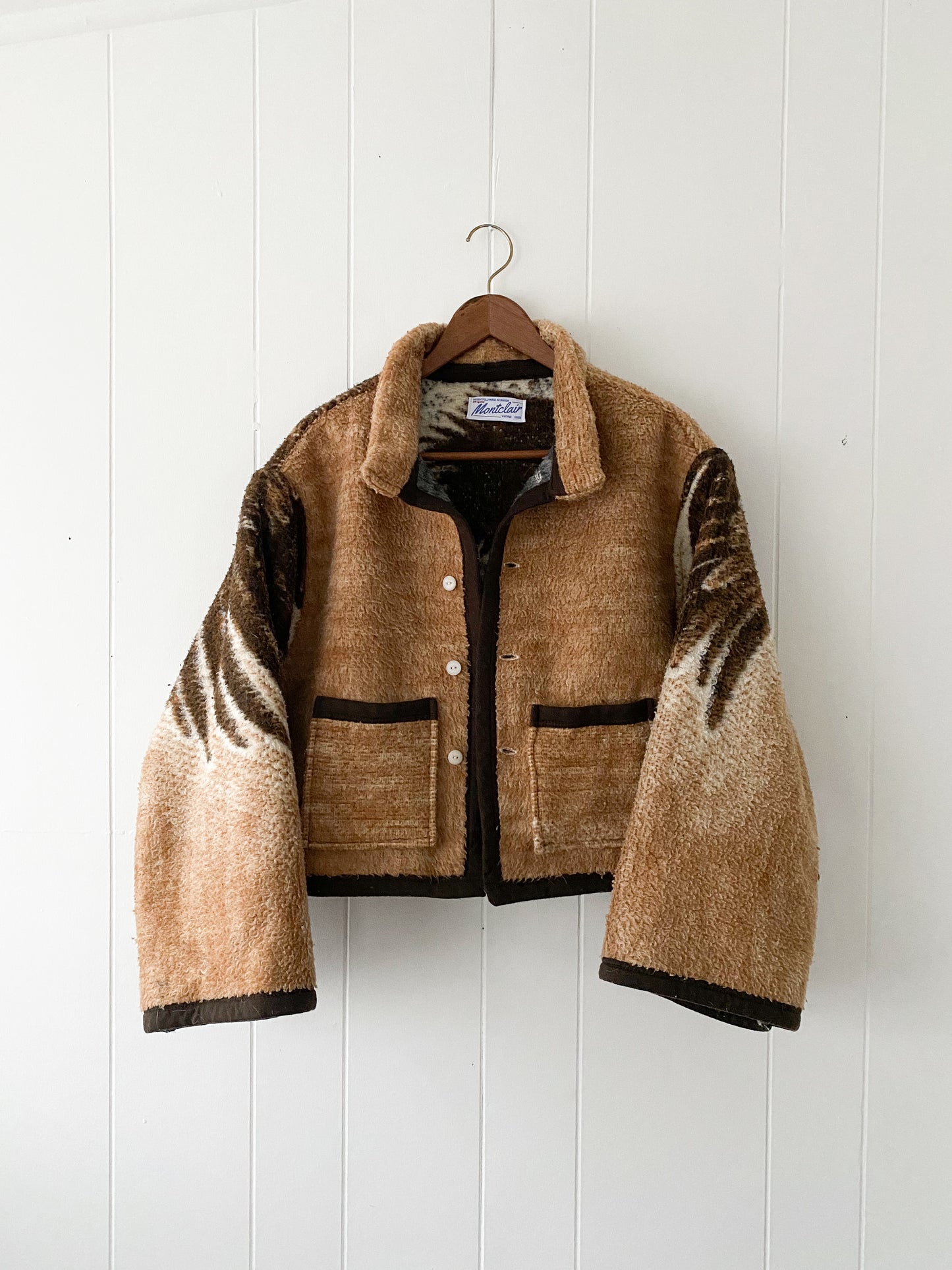 (S/M) Upcycled Eagle Blanket Coat