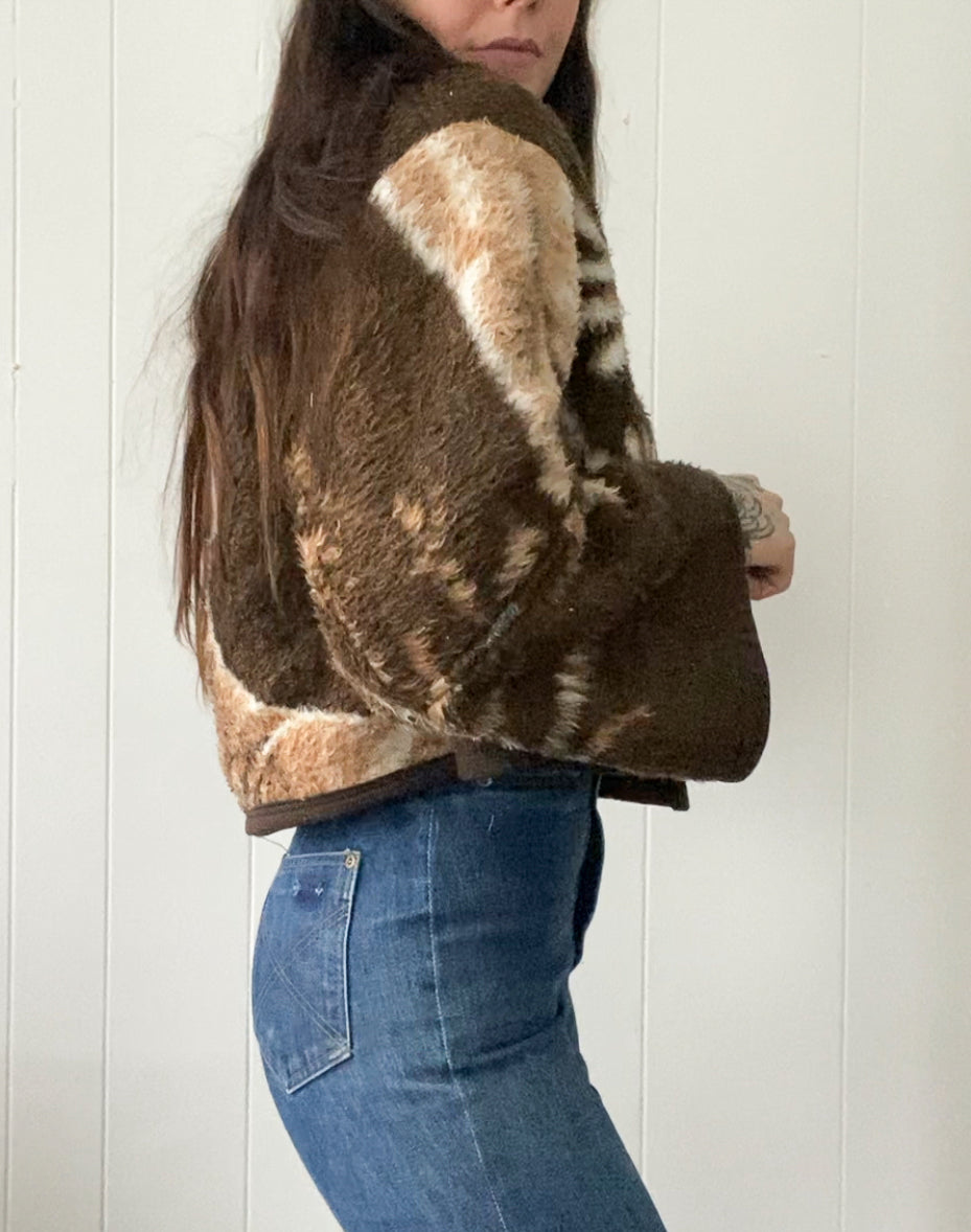 (S/M) Upcycled Deer Blanket Coat