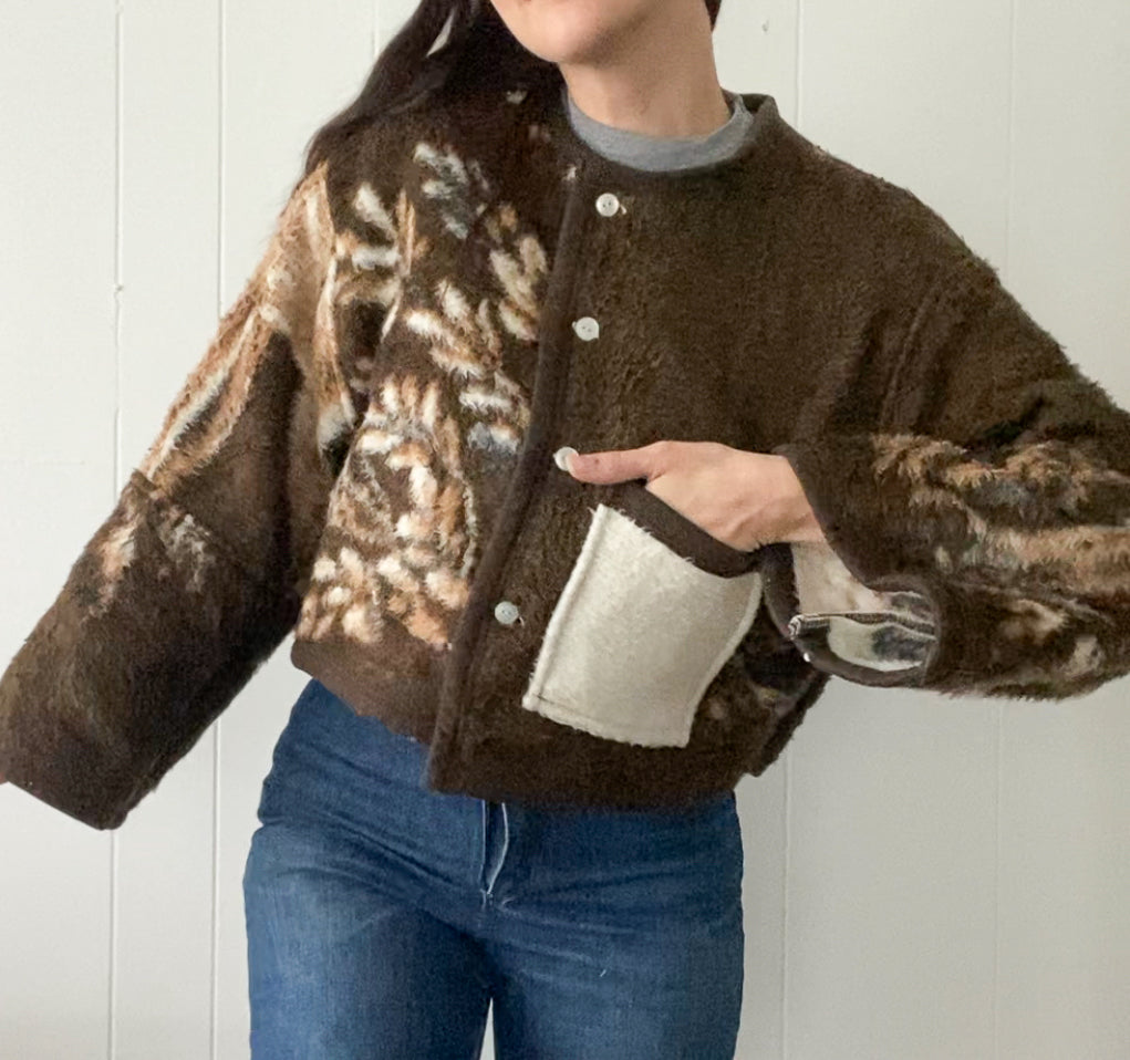 (S/M) Upcycled Deer Blanket Coat