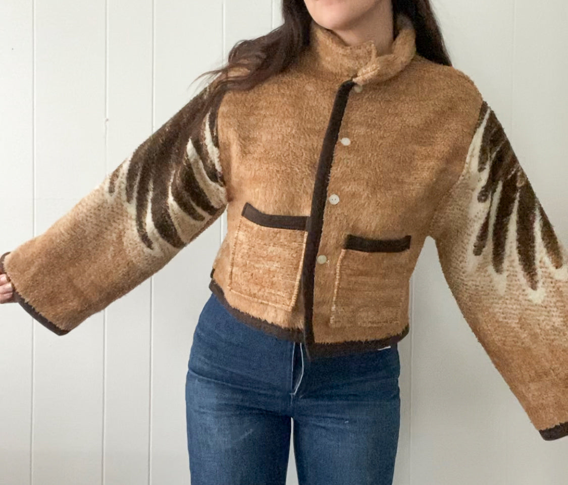 (S/M) Upcycled Eagle Blanket Coat