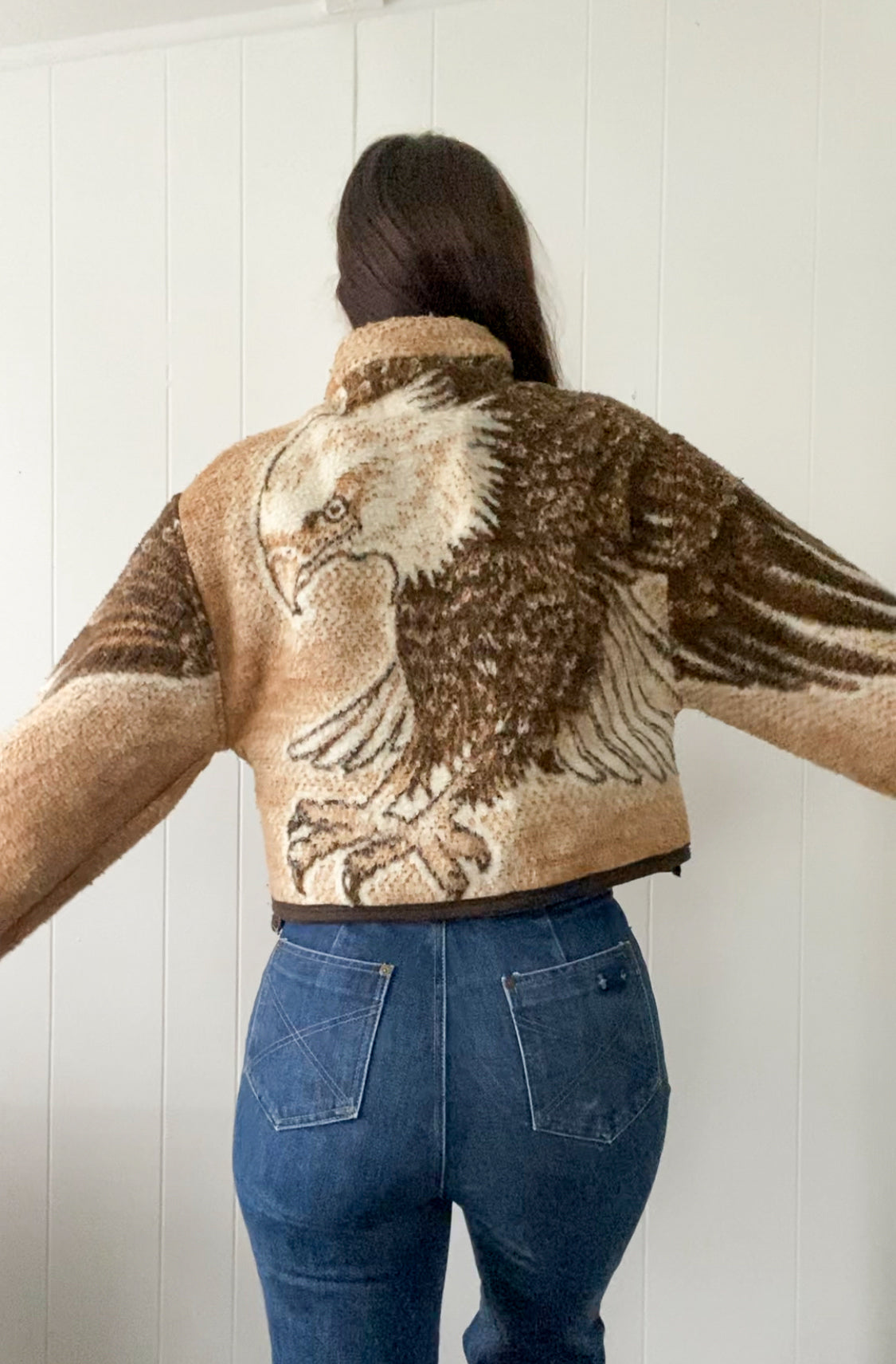(S/M) Upcycled Eagle Blanket Coat